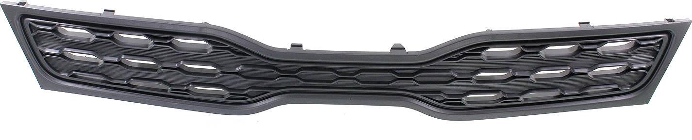 AM RIO 12-15 GRILLE Upper Textured Black Shell and Insert w o Fog Light Holes and Chrome Molding Hatchback SKU REPK070125 Partslink KI1200153 OEM 863511W200
