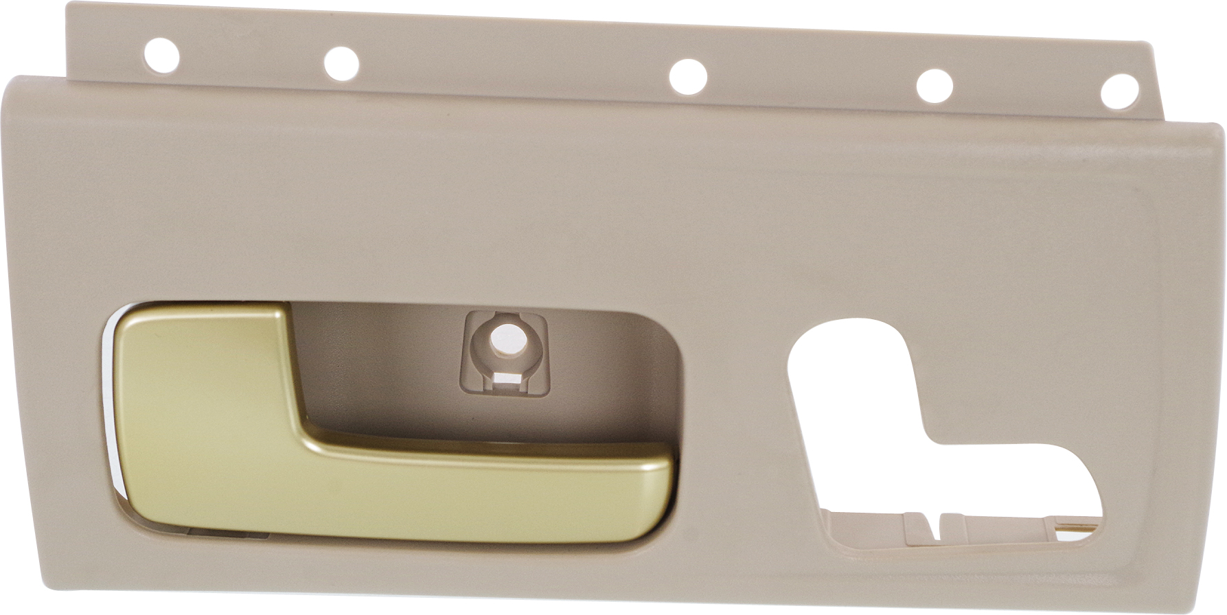 AM TOWN CAR 03-11 FRONT INTERIOR DOOR HANDLE LH Chrome Gold Lever + Beige Housing w o heater and memory switch hole SKU REPL462120