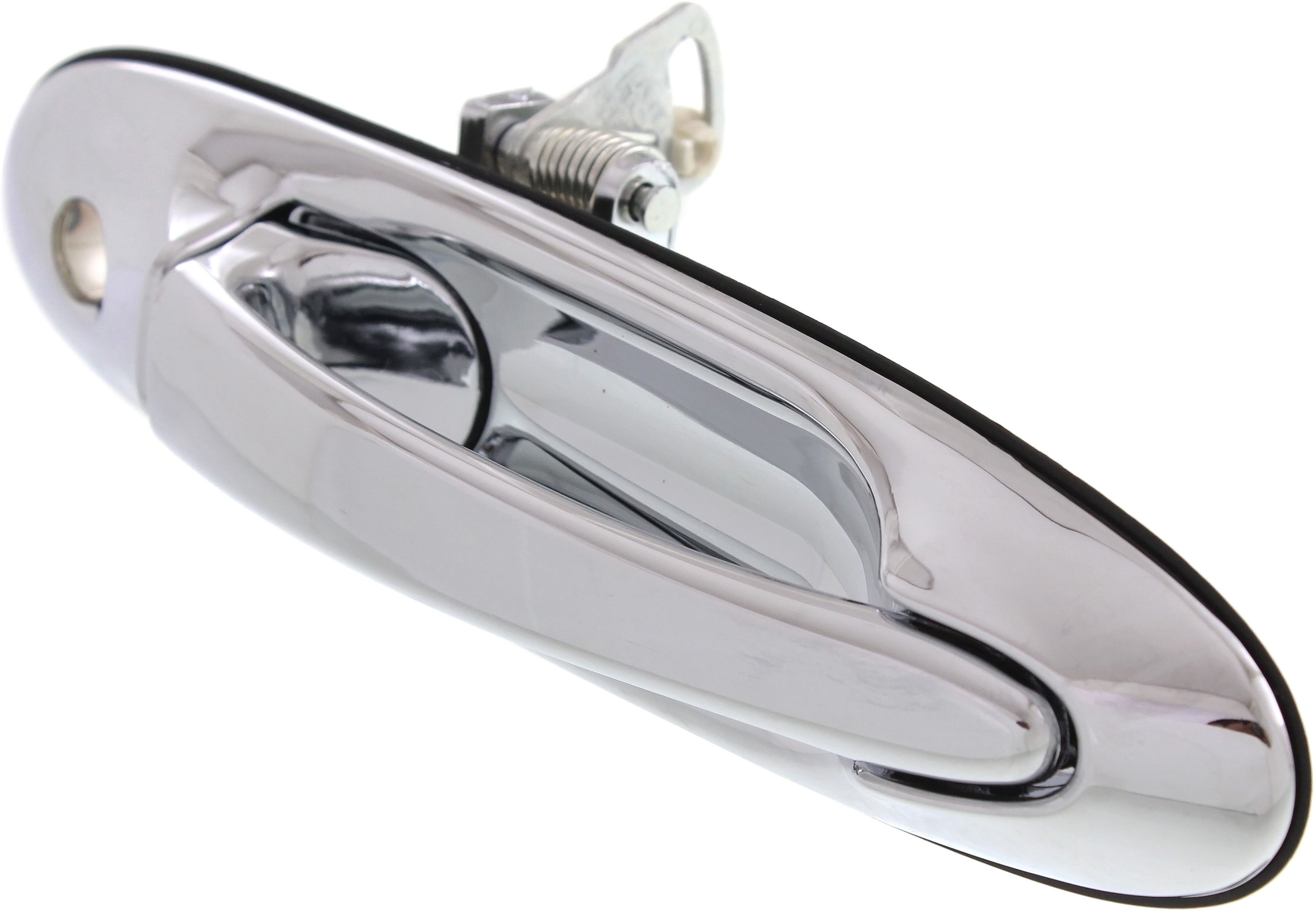 AM TOWN CAR 98-02 FRONT EXTERIOR DOOR HANDLE RH All Chrome w Keyhole Plastic SKU REPL462127 Partslink FO1311145 OEM F8VZ5422404AA