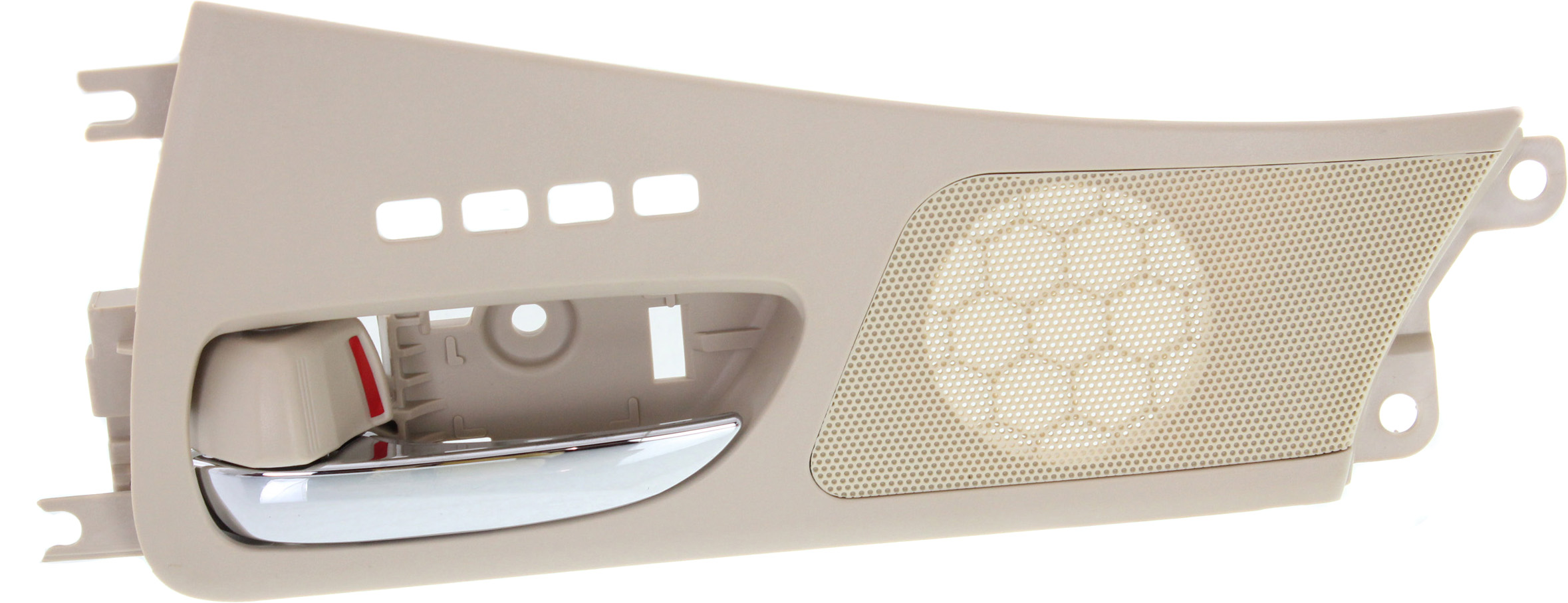 AM RX350 RX450H 10-15 FRONT INTERIOR DOOR HANDLE LH Chrome Lever+Beige Hsg Ivory Plastic w 4 Holes SKU REPL462186 Partslink LX1352109 OEM 676060E010A0-6760648010A0