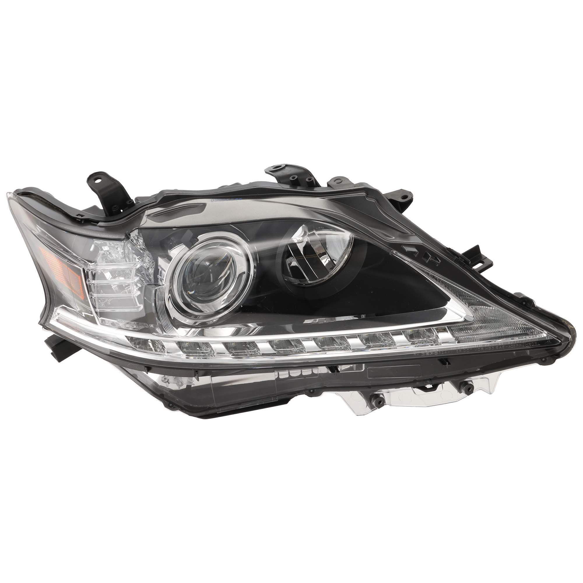 AM RX350 RX450H 13-15 HEAD LAMP RH Lens and Housing Halogen w LED DRL Japan Built Vehicle SKU REPLX100103 Partslink LX2519138 OEM 8113048A80