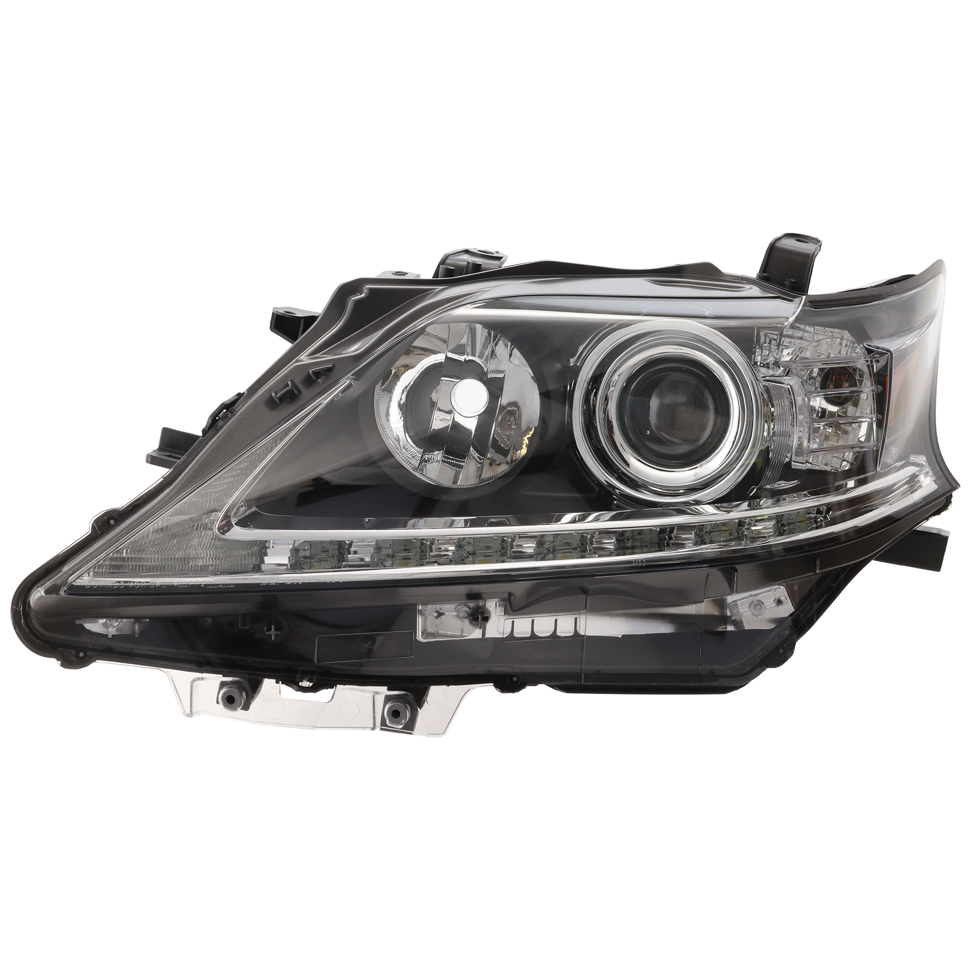 AM RX350 RX450H 13-15 HEAD LAMP LH Lens and Housing Halogen w LED DRL Japan Built Vehicle SKU REPLX100104 Partslink LX2518138 OEM 8117048A80