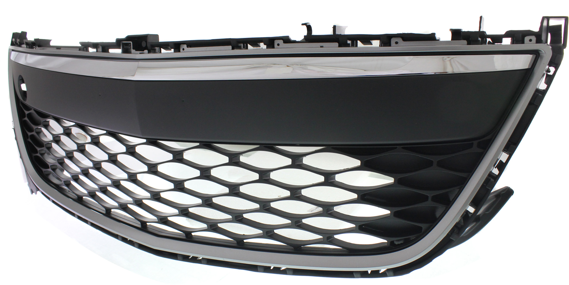 AM CX 7-10-12 FRONT BUMPER GRILLE Chrome w Fog Lights SKU REPM015339 Partslink MA1036120 OEM EH45501T0J