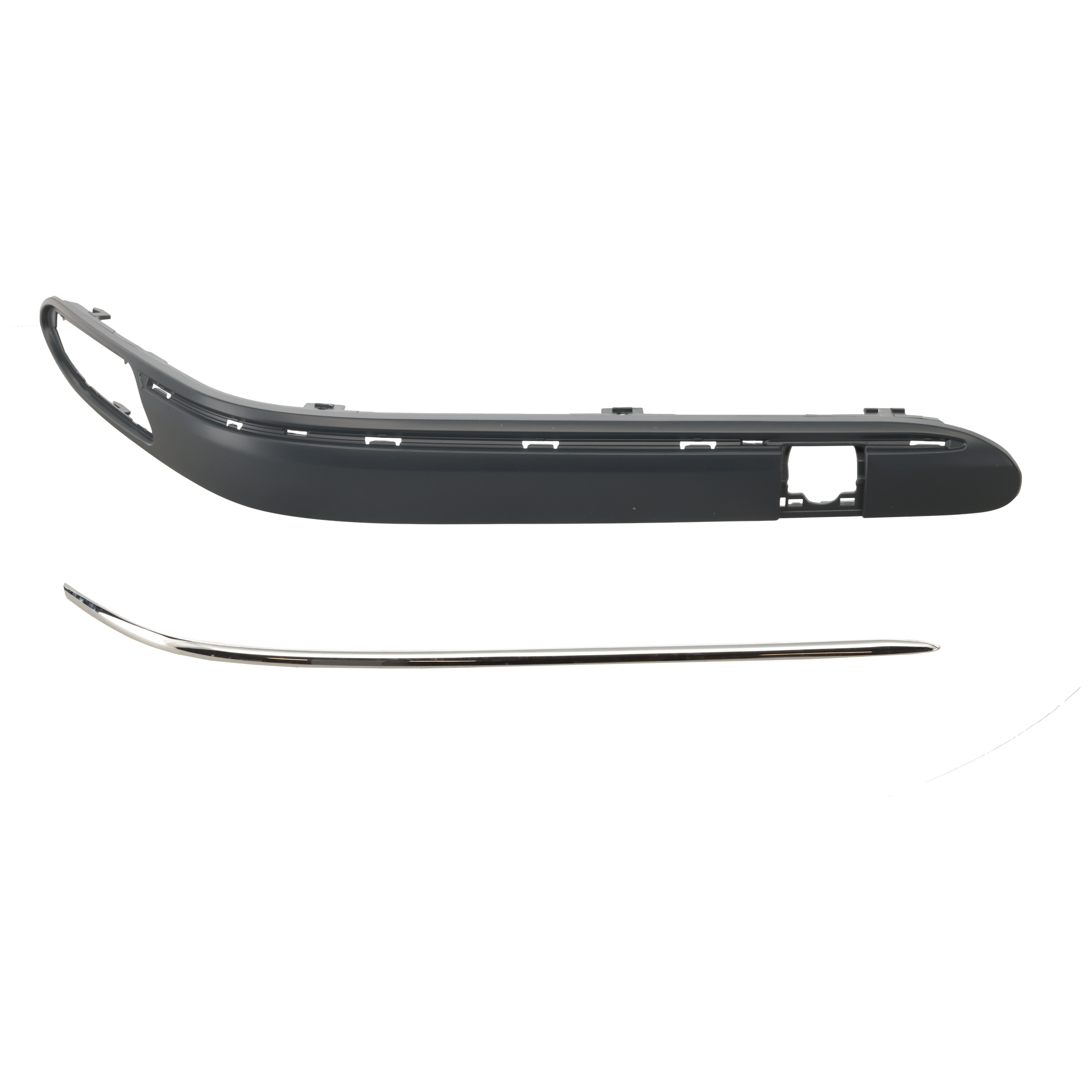 AM C CLASS 01-07 FRONT BUMPER MOLDING RH Primed Sedan w o Parktronic w Avantgarde and Elegance Pkg SKU REPM016107 Partslink MB1059104 OEM 2038852221