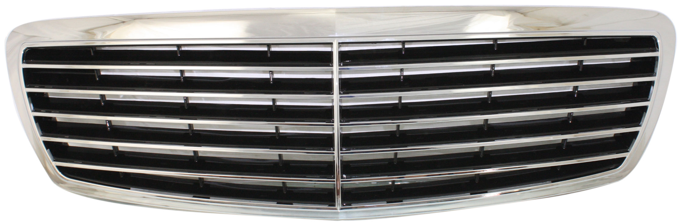 AM E CLASS 03-06 GRILLE Plastic Chrome Shell Painted Black Insert w o Proximity Cruise Control w Avantgarde Pkg Sedan Wagon SKU REPM070125 Partslink MB1200135 OEM 21188005839040