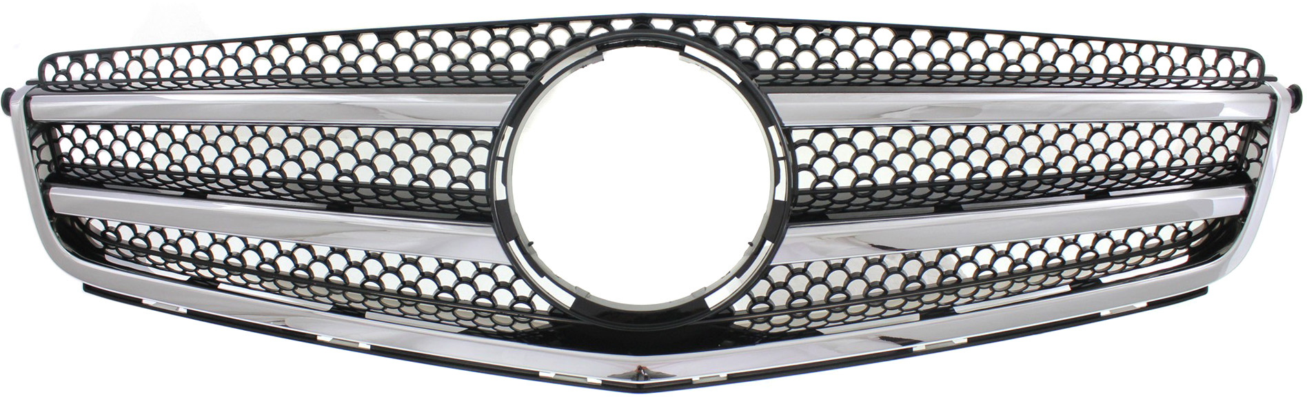 AM C CLASS 08-11 GRILLE Chrome Shell Painted Black Insert w AMG Styling Pkg w o Emblem SKU REPM070180 Partslink MB1200158 OEM 2048801083