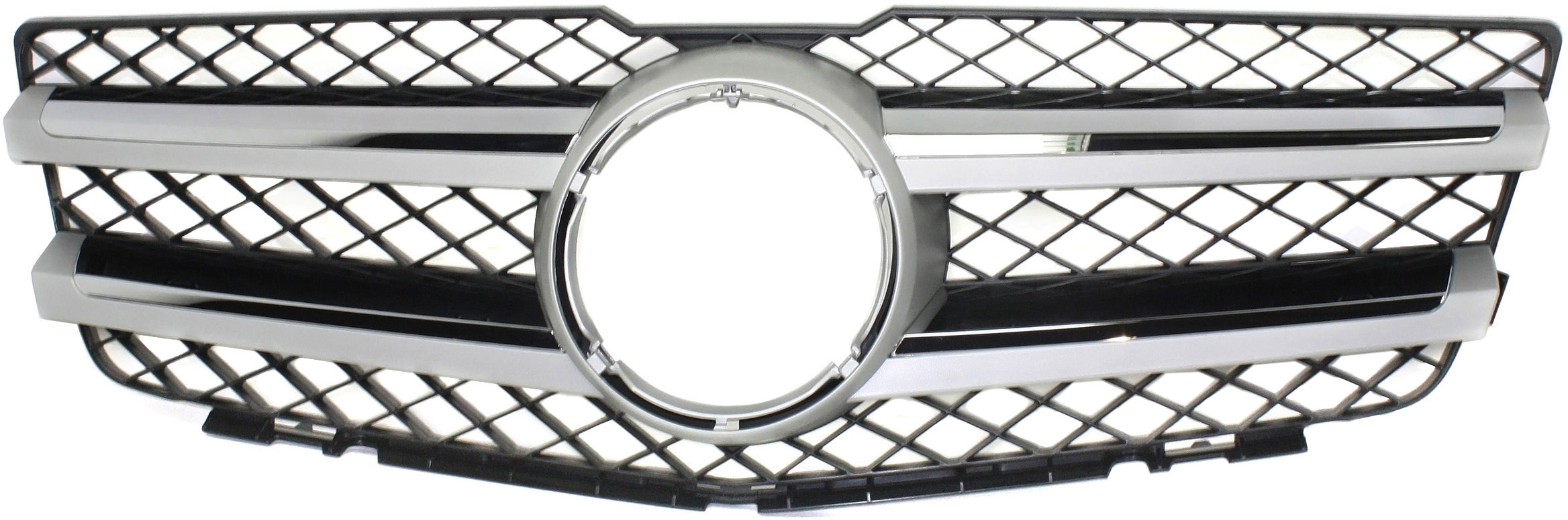 AM GLK250 GLK350-10-15 GRILLE Black Shell and Insert w Chrome Molding w o Logo w Aluminum Trim SKU REPM070182 Partslink MB1200161 OEM 20488008839776