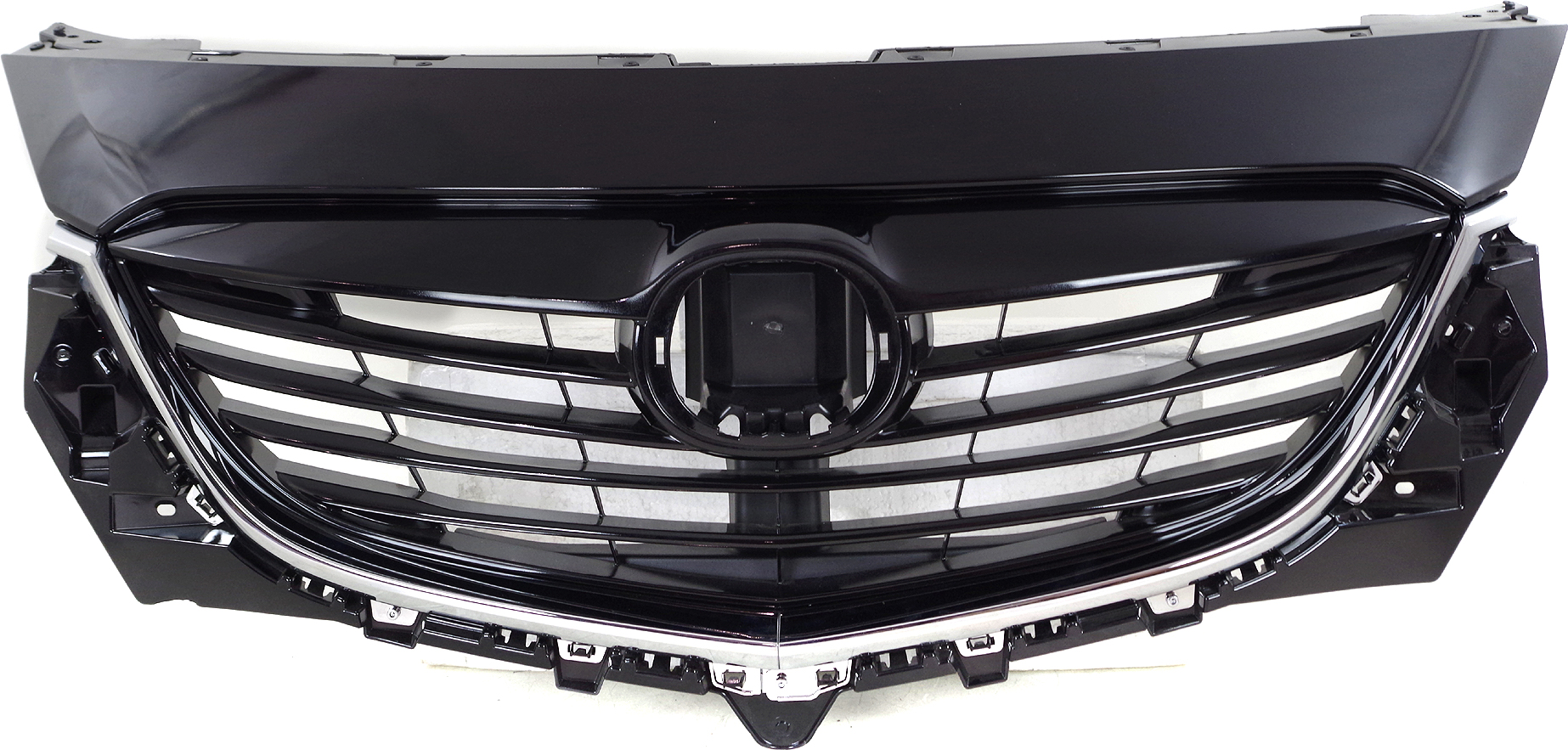 AM CX 9-13-14 GRILLE Painted Black Shell and Insert w Chrome Molding Code A3F SKU REPM070183 Partslink MA1200191 OEM TK2150710DPZ