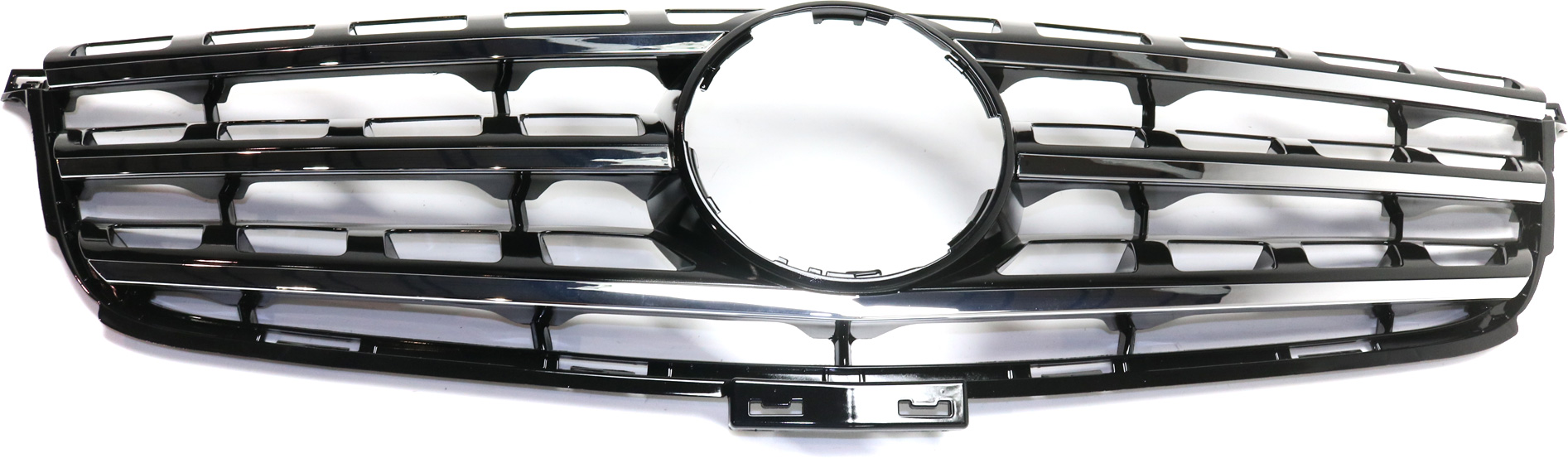 AM M CLASS 12-15 GRILLE Painted Black Shell and Insert w Chrome Molding w o Distronic Cruise Ctrl CAPA SKU REPM070190Q Partslink MB1200162C OEM 16688009859040