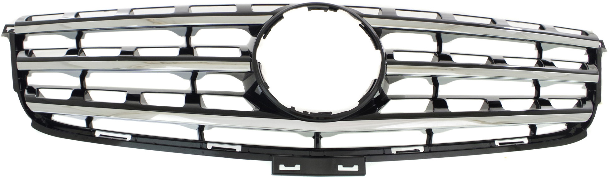 AM M CLASS 12-15 GRILLE Painted Black Shell and Insert w Chrome Molding w o Distronic Cruise Ctrl SKU REPM070190 Partslink MB1200162 OEM 16688009859040