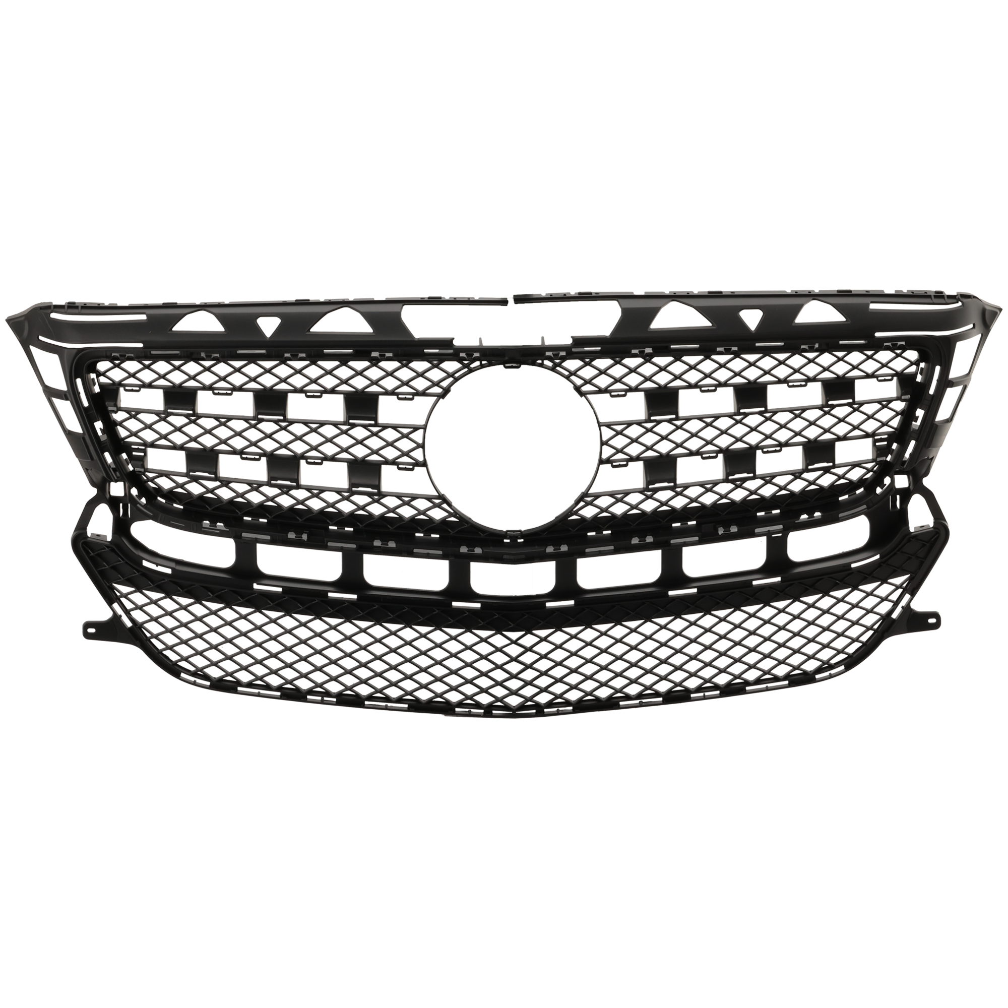 AM CLS550-12-15 FRONT BUMPER GRILLE Primed w o AMG Styling Package w o Parktronic Holes SKU REPM070191 Partslink MB1200166 OEM 2188850065