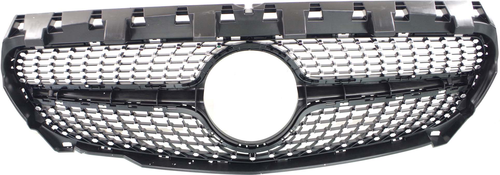 AM CLA250-14-16 GRILLE Textured Shell Chrome Insert w AMG Styling Pkg SKU REPM070192 Partslink MB1200169 OEM 1178801303