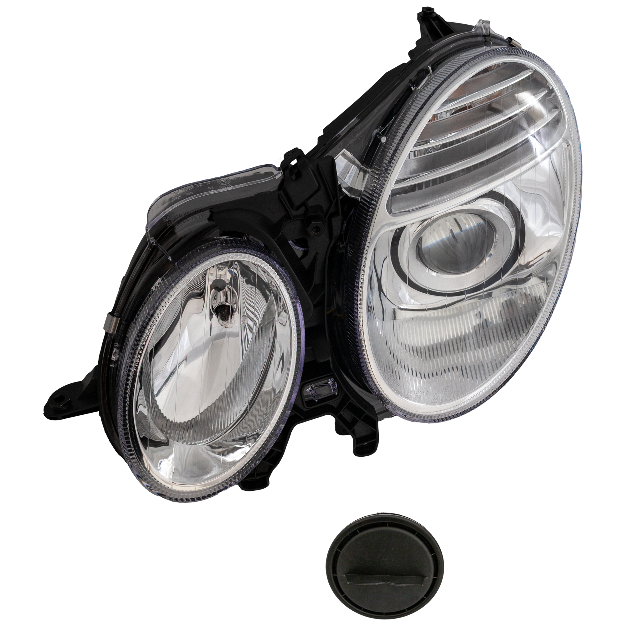 AM E CLASS 03-09 HEAD LAMP LH Lens and Housing HID Xenon w o HID Kit w o Curve Lighting System SKU REPM100116 Partslink MB2502107 OEM 2118201761