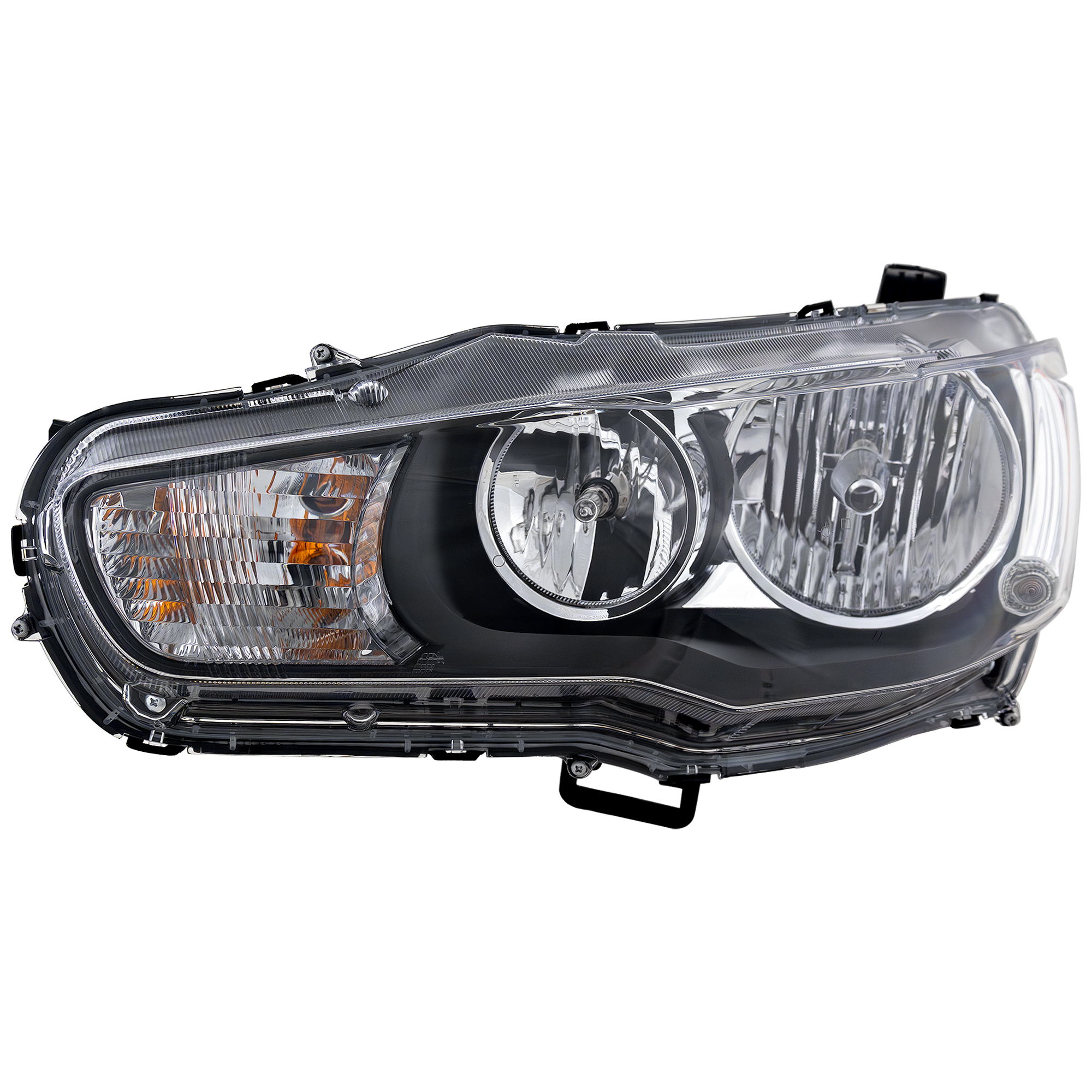 AM LANCER 09-17 HEAD LAMP LH Assembly Halogen From 11-08 CAPA SKU REPM100150Q Partslink MI2502158C OEM 8301C361