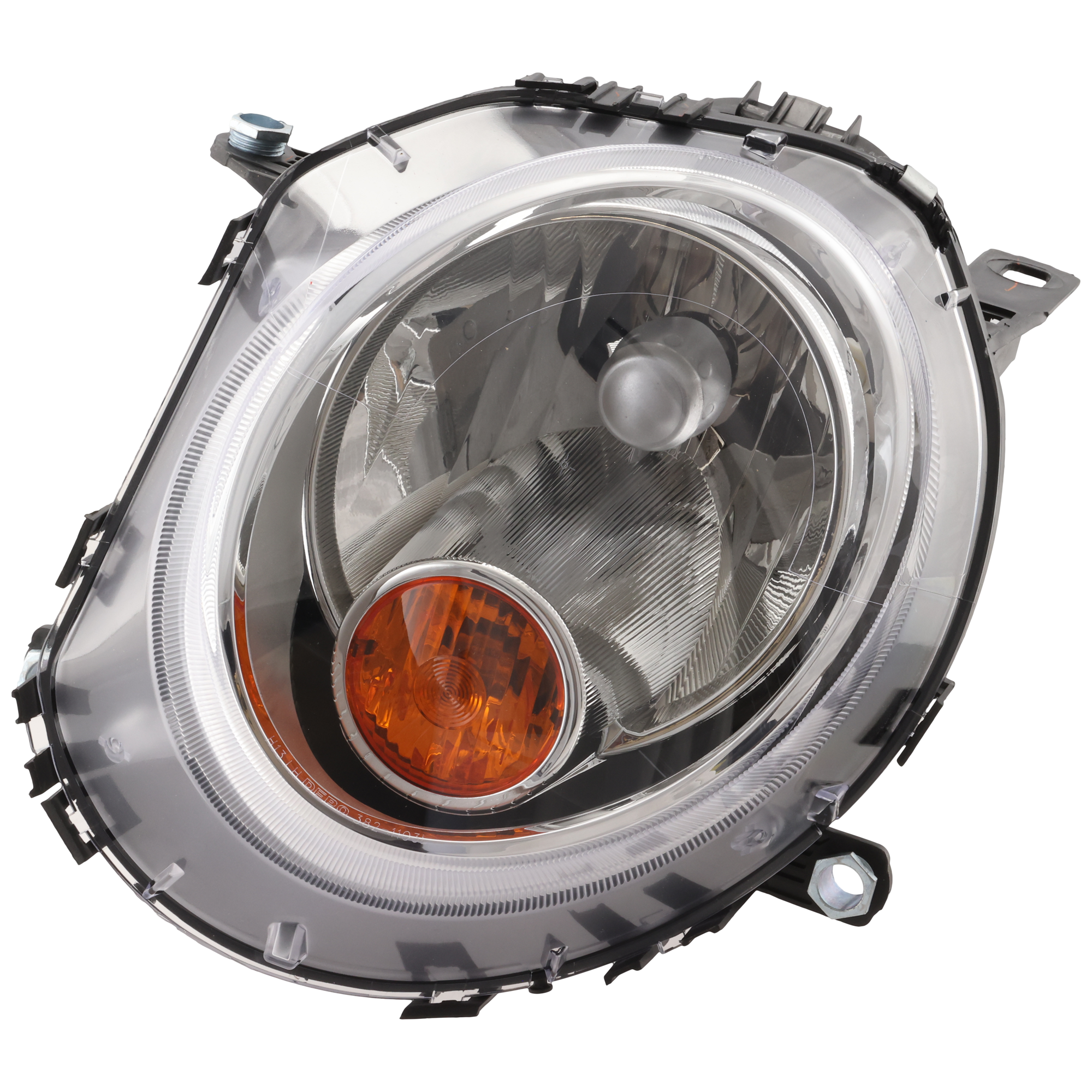 AM COOPER 07-15 HEAD LAMP LH Assembly Halogen w Amber Turn Signal 07-13 HB 09-15 Conv Wgn SKU REPM100370 Partslink MC2502105 OEM 63122751869