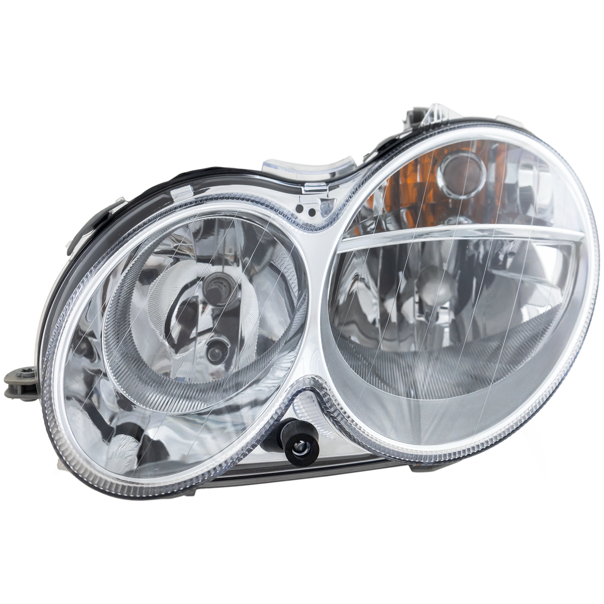 AM CLK CLASS 03-06 HEAD LAMP LH Assembly Halogen To 3-31-06 CAPA SKU REPM100376Q Partslink MB2502173C OEM 2098200561