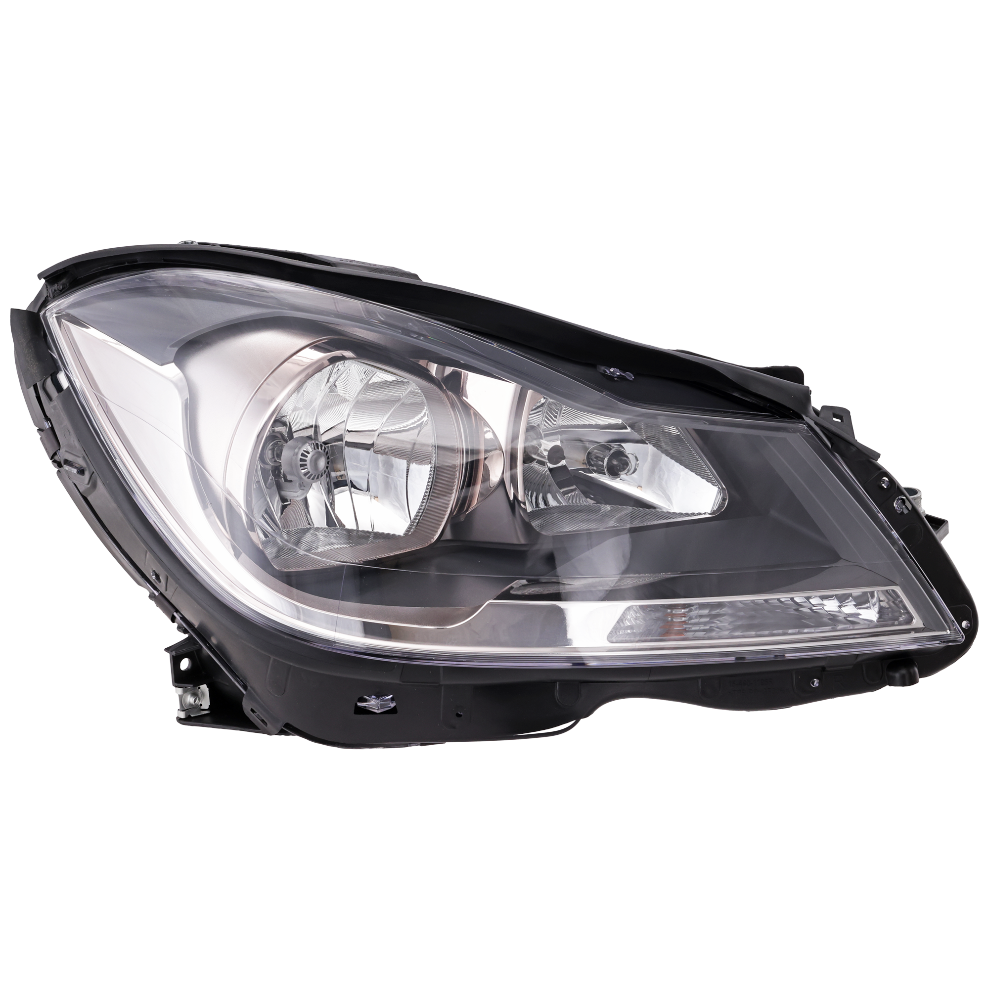 AM C CLASS 12-15 HEAD LAMP RH Assembly Halogen Black Interior w o Corner Light Coupe SKU REPM100383 Partslink MB2503186 OEM 204820003980-2048200039