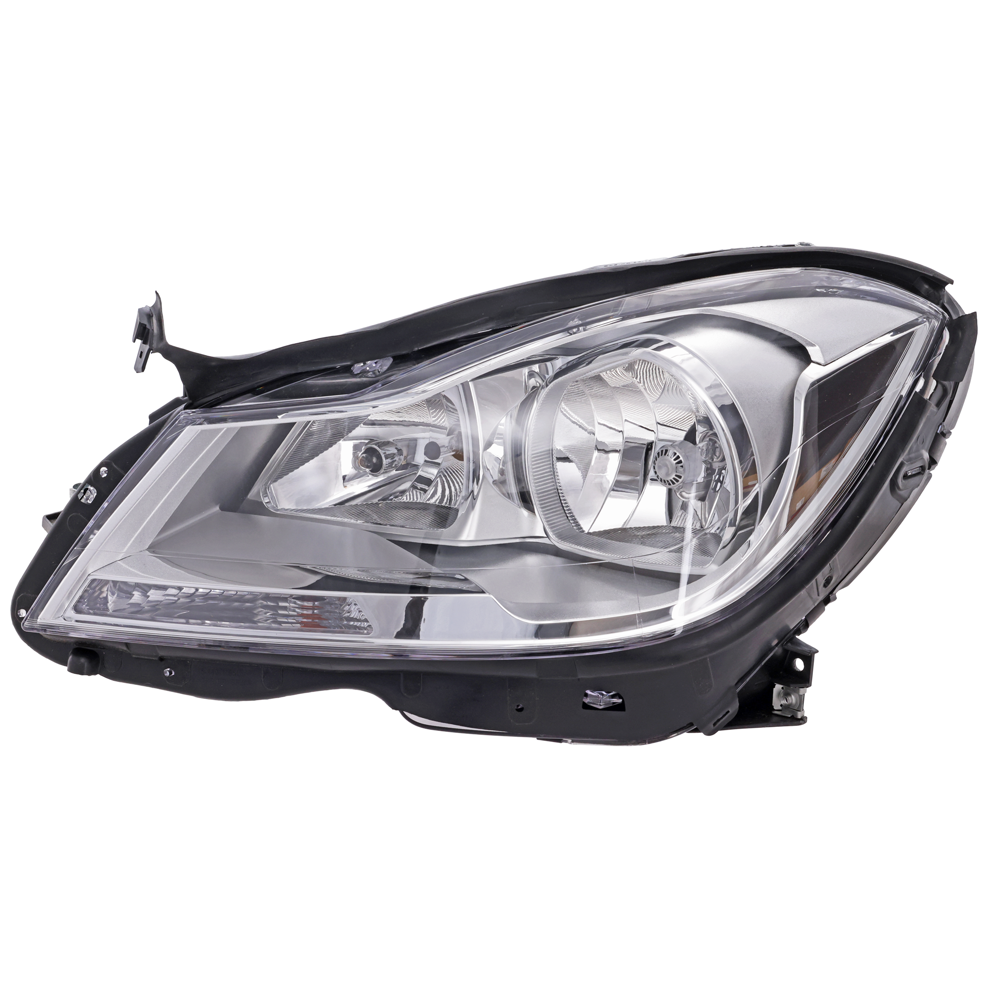 AM C CLASS 12-14 HEAD LAMP LH Assembly Halogen Chrome Interior w o Corner Light Sedan SKU REPM100386 Partslink MB2502187 OEM 2048205359