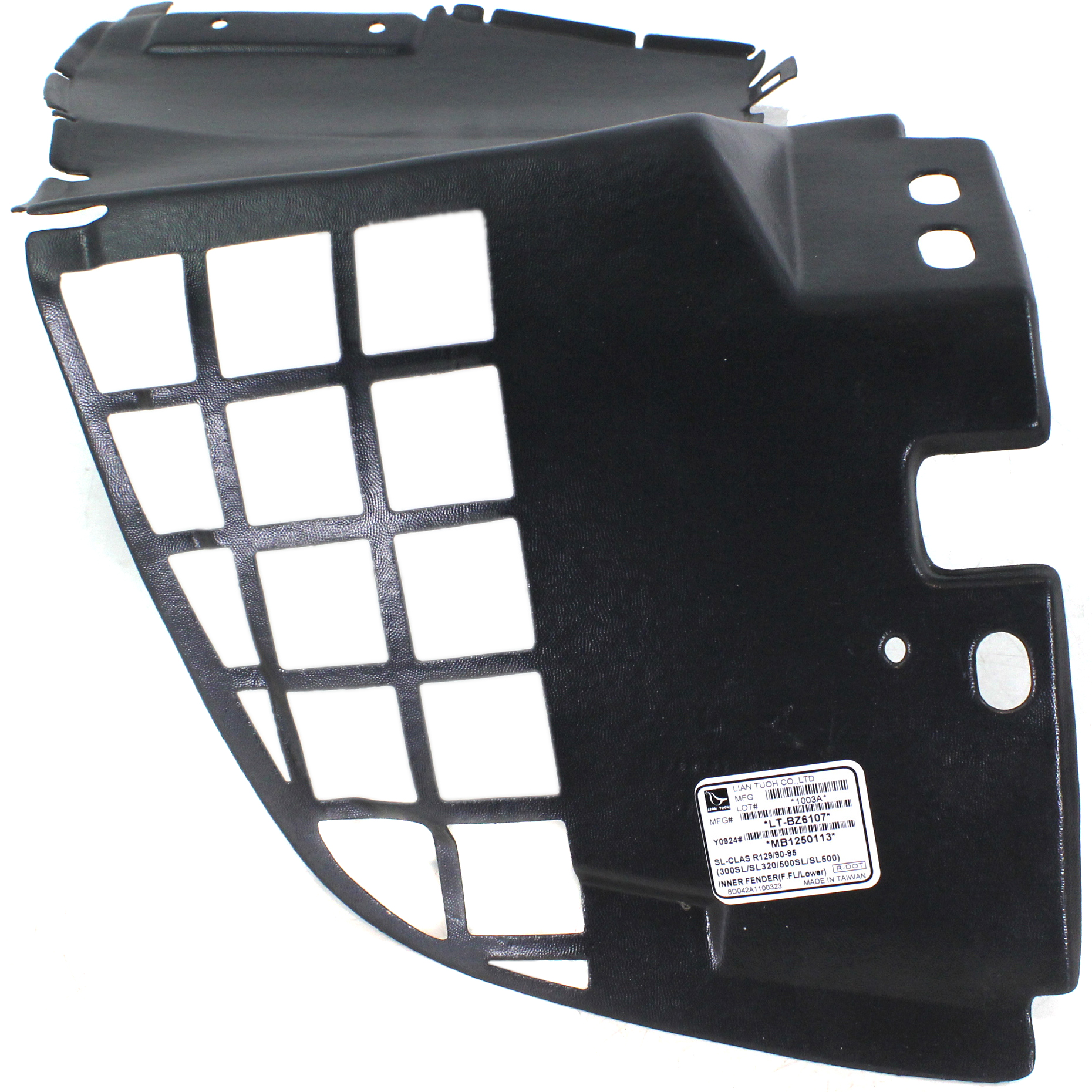 AM SL CLASS 90-95 FRONT FENDER LINER LH Front Section SKU REPM222312 Partslink MB1250113 OEM 1298840335