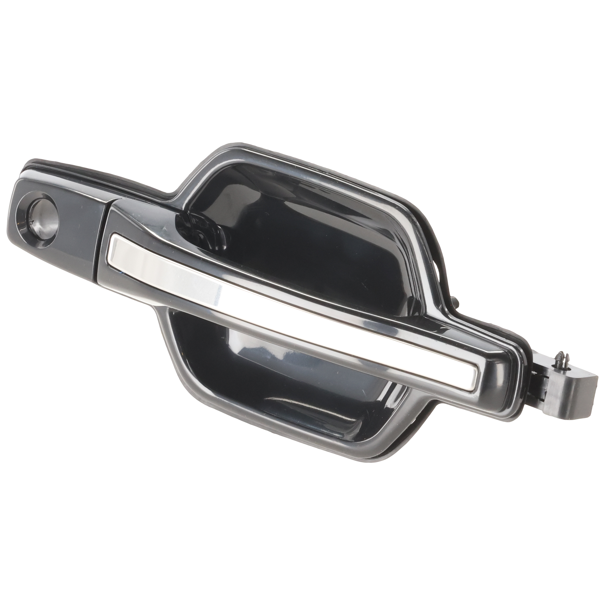 AM MONTERO 01-06 FRONT EXTERIOR DOOR HANDLE LH Smooth Black w Chrome Insert w Keyhole SKU REPM462190 Partslink FDH010235 OEM MR970411