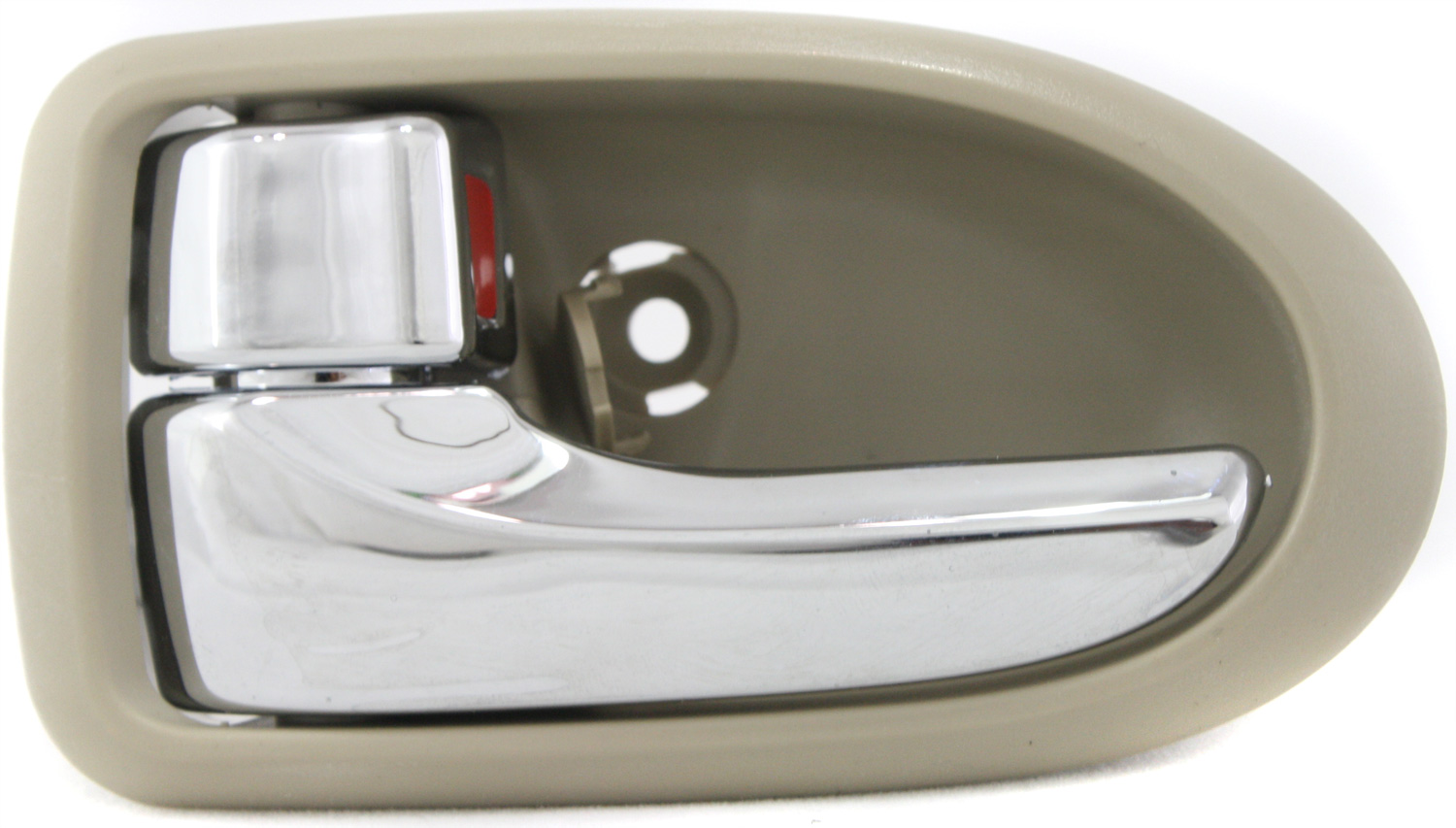 AM MPV 00-06 FRONT INTERIOR DOOR HANDLE LH Chrome Lever + Beige Bezel w Chrome =REAR SKU REPM491320 OEM LC6259330D80 LC6259330E80