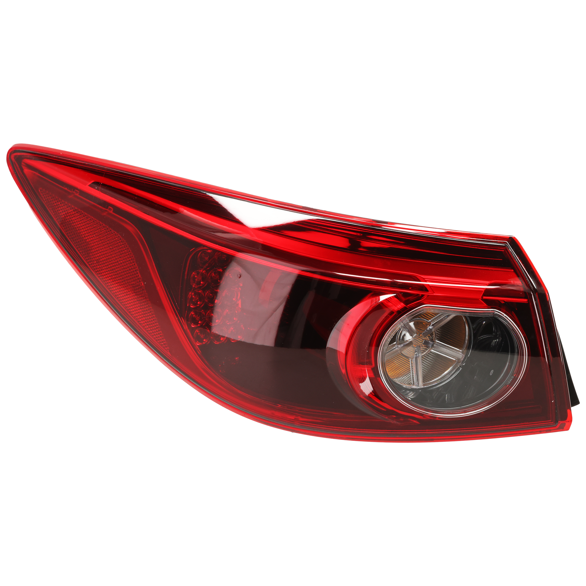 AM MAZDA 3-14-14 TAIL LAMP LH Outer Assembly LED To 3-31-14 Sedan CAPA SKU REPM730388Q Partslink MA2804114C OEM BHN251160E