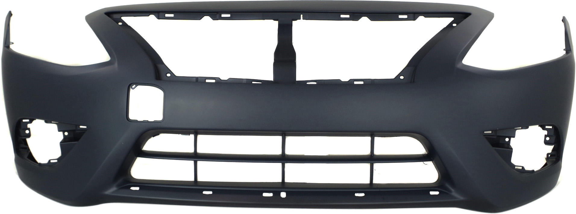 AM VERSA 15-18 FRONT BUMPER COVER Primed w Chrome Insert SKU REPN010364P Partslink NI1000300 OEM FBM229KM1J