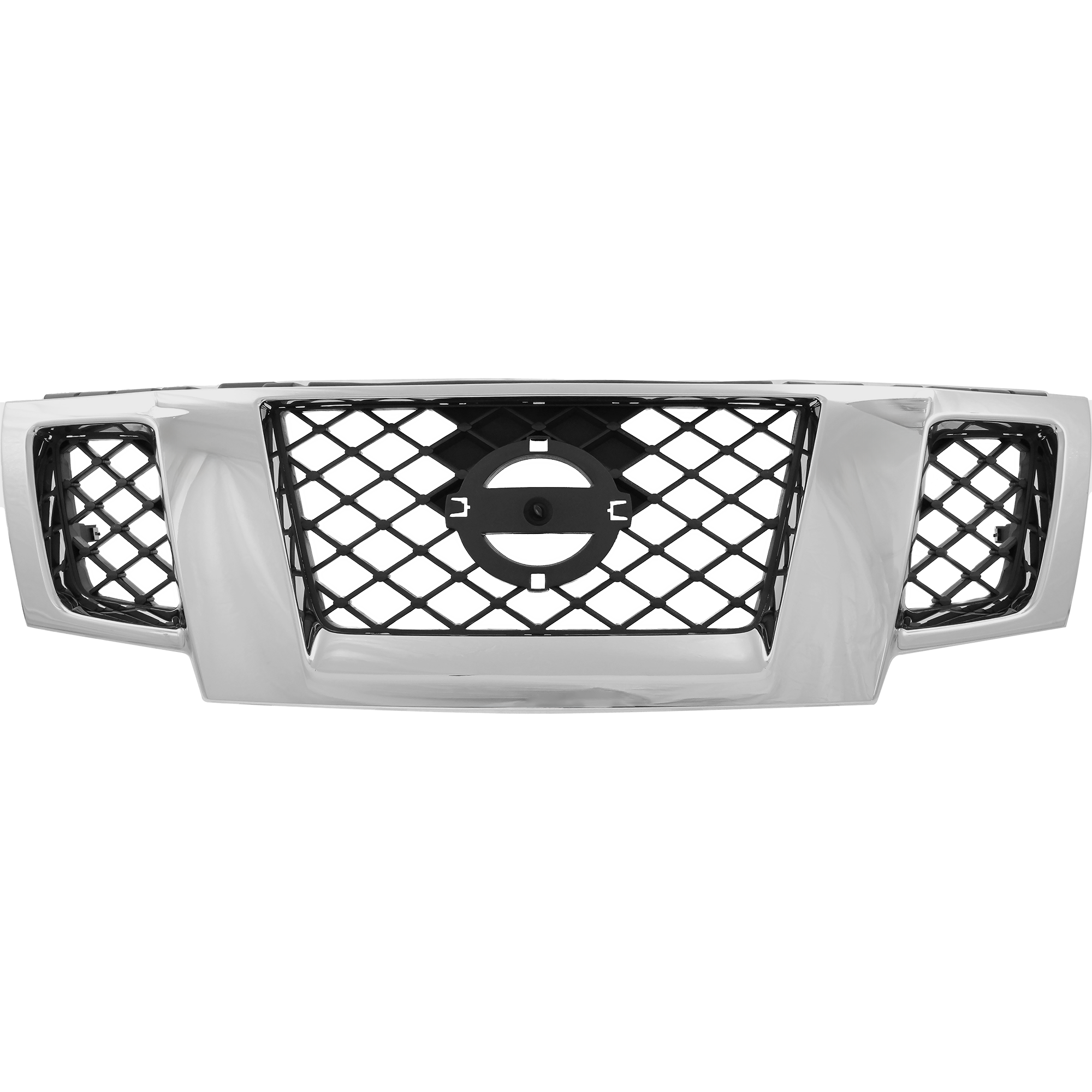 AM FRONTIER 09-20 GRILLE Chrome Shell w Painted Black Insert 4.0L Eng SKU REPN070105 Partslink NI1200233 OEM 62310ZL00B