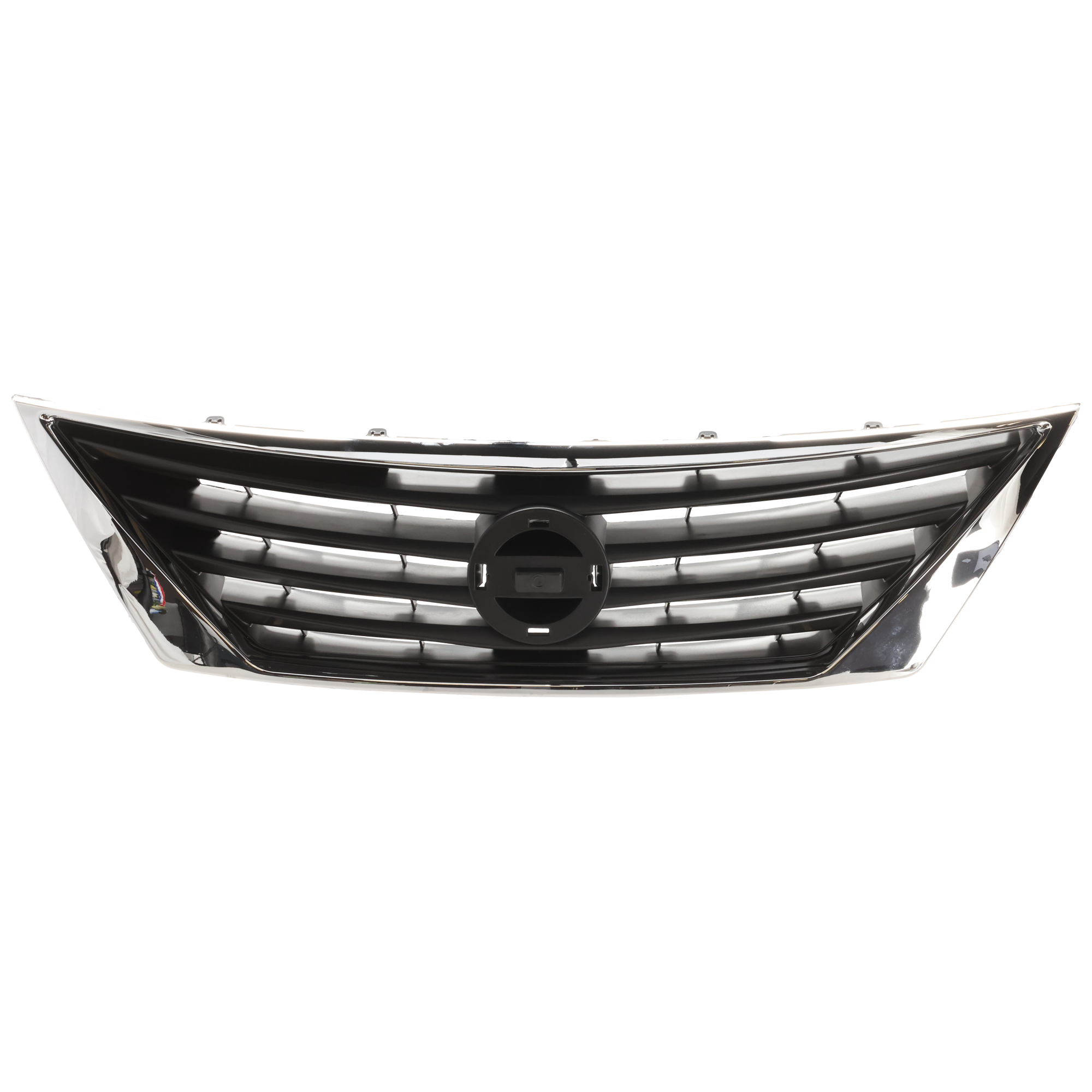 AM VERSA 12-14 GRILLE Textured Gray Shell and Insert w Chrome Trim Sedan SKU REPN070144 Partslink NI1200247 OEM 623103BA5A