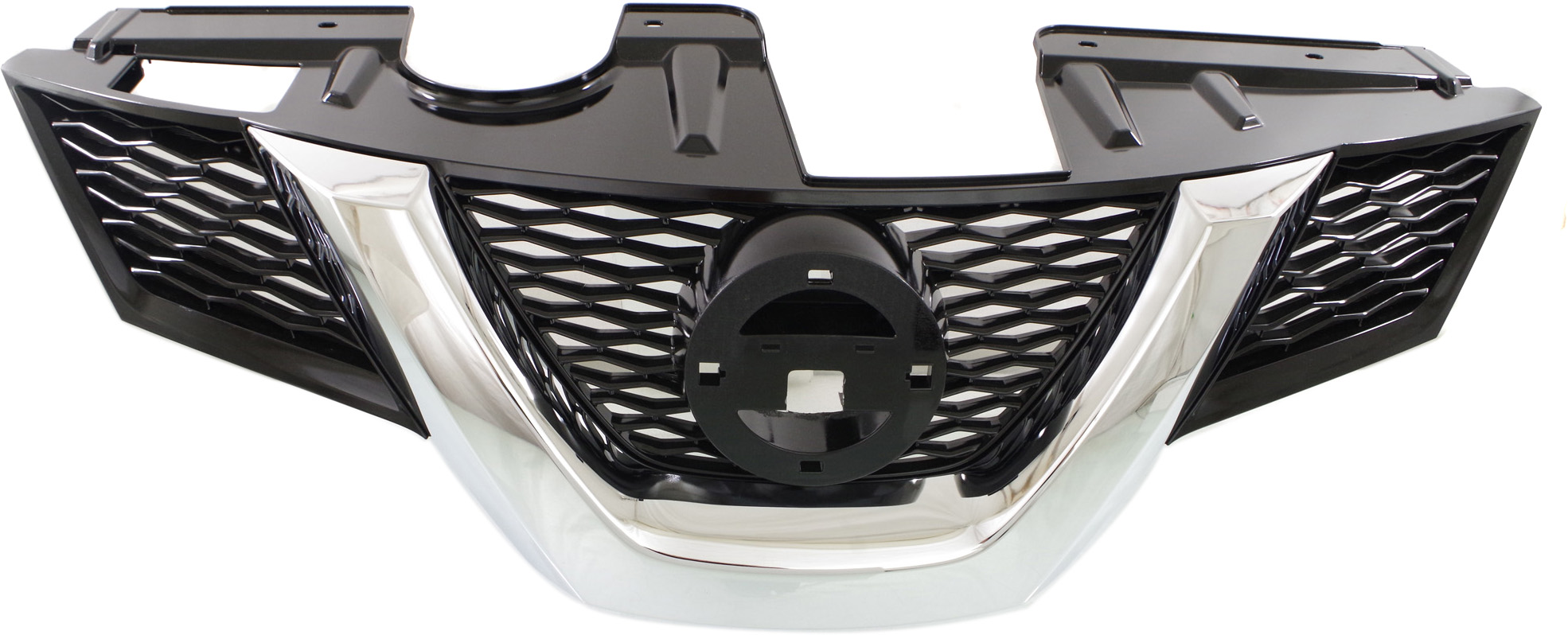 AM ROGUE 14-16 GRILLE Painted Black Shell and Insert w Chrome Molding and Hole SL SV w Premium Pkg Model USA Built Vehicle SKU REPN070158 Partslink NI1200259 OEM 623104BA0B