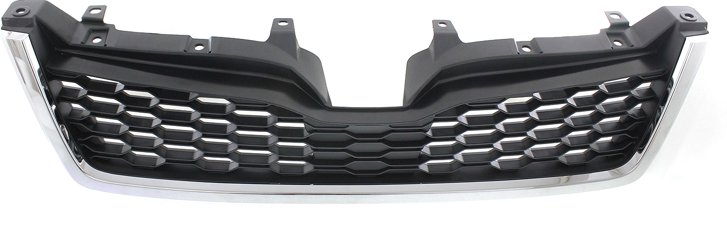 AM FORESTER 14-16 GRILLE Radiator Grille Textured Dark Gray Shell and Insert w Chrome Mldg 2.0L Turbo Eng SKU REPS070132 Partslink SU1200153 OEM 91121SG060
