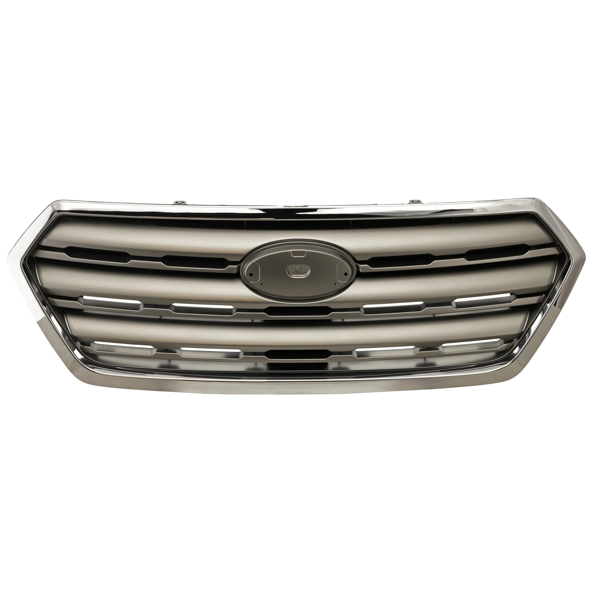 AM OUTBACK 15-17 GRILLE Painted Silver Shell Gray Insert w Chrome Trim CAPA SKU REPS070141Q Partslink SU1200159C OEM 91121AL05A