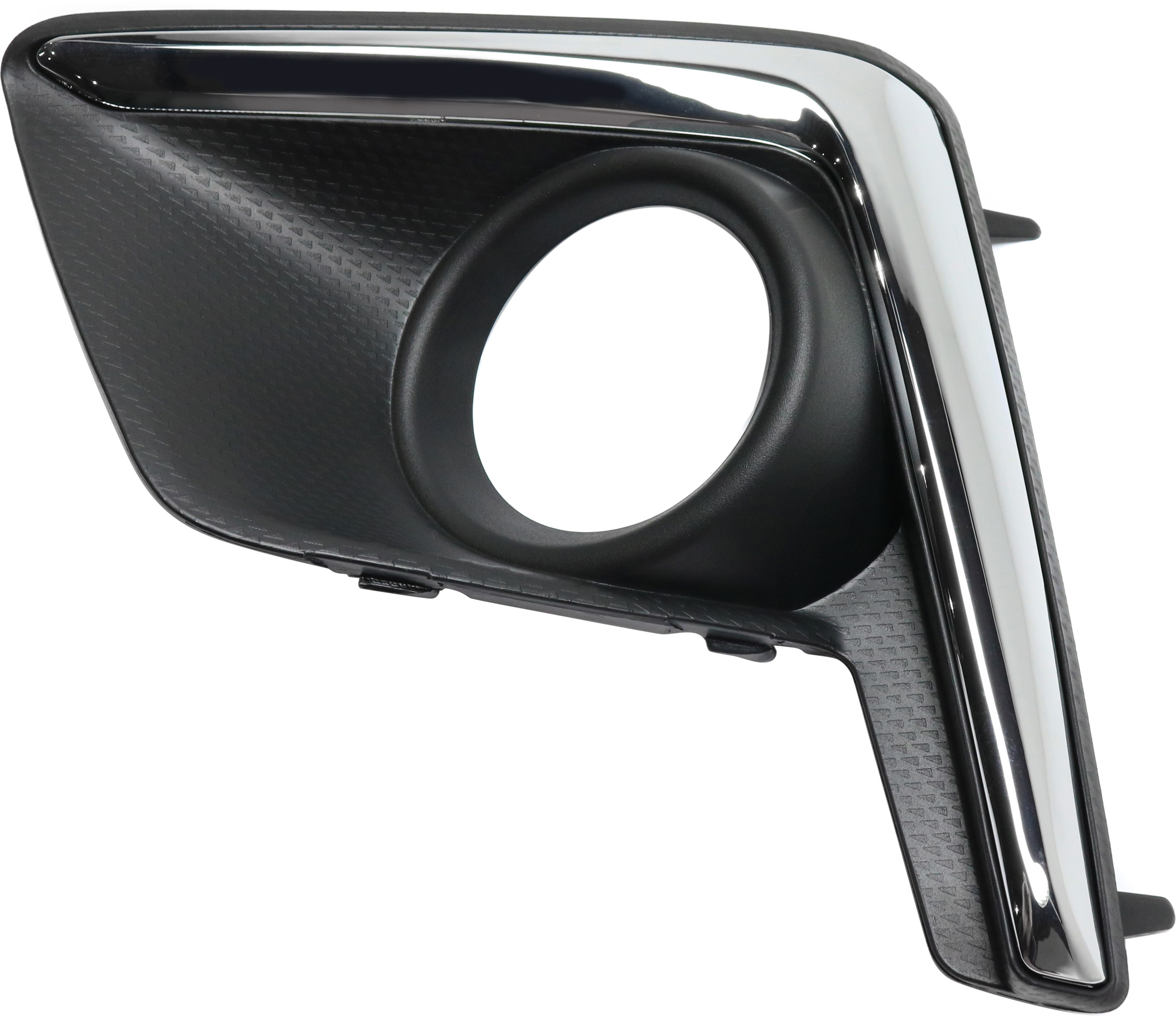 AM CROSSTREK 16-17 FRONT FOG LAMP MOLDING RH Textured Black w Chrome Trim SKU REPS108203 Partslink SU1039112 OEM 57731FJ420