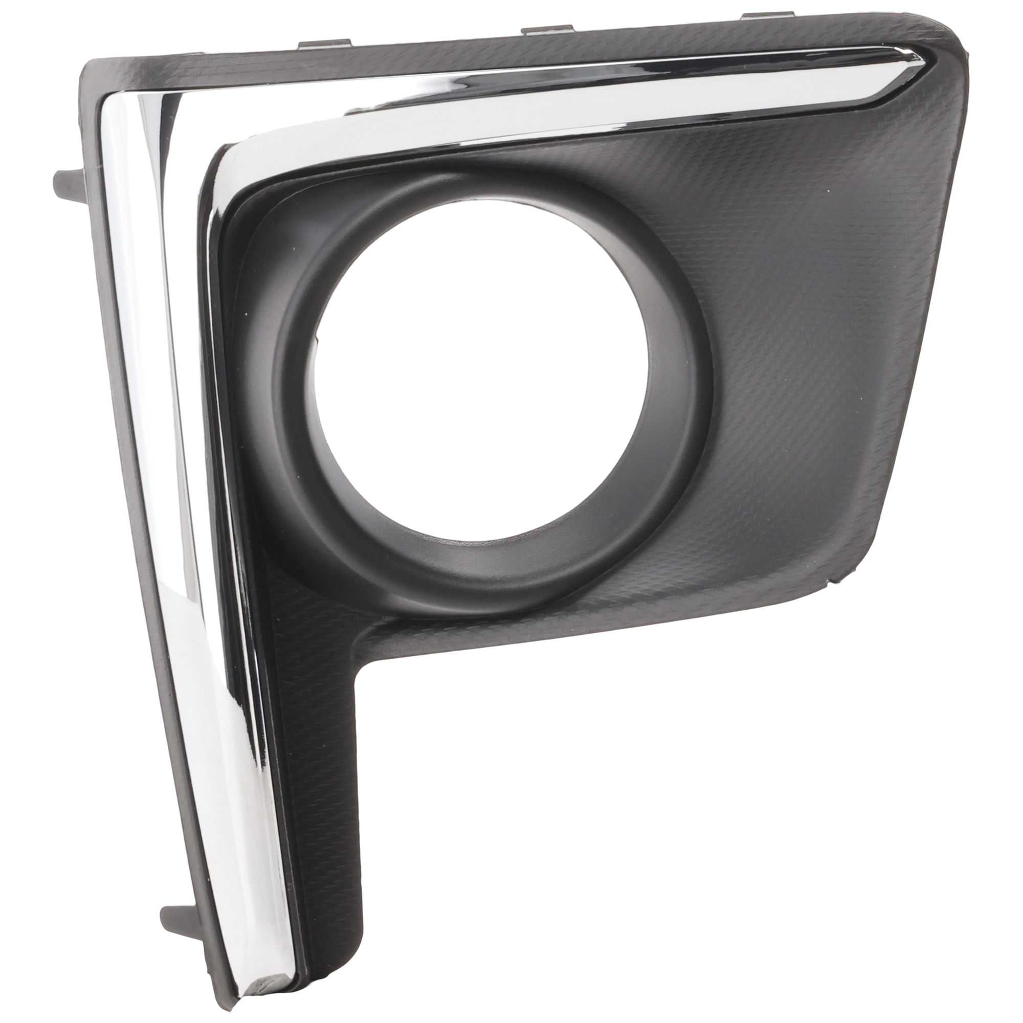AM CROSSTREK 16-17 FRONT FOG LAMP MOLDING LH Textured Black w Chrome Trim SKU REPS108204 Partslink SU1038112 OEM 57731FJ430