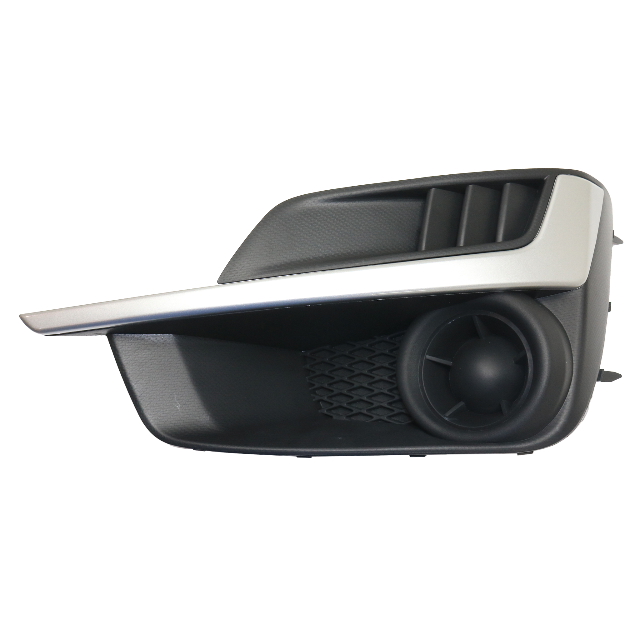 AM IMPREZA 15-16 FOG LAMP COVER LH Textured Black w Painted Silver Molding SKU REPS108620 Partslink SU1038111 OEM 57731FJ410 PFM 57731FJ390
