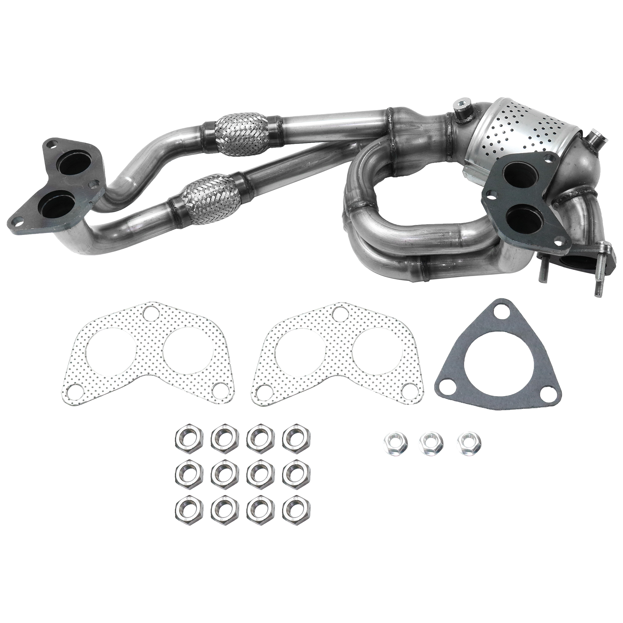 AM FORESTER 06-10 IMPREZA 06-11 CATALYTIC CONVERTER Front 4 Cyl. 2.5L Engine Except Turbo w 3 Gaskets 3 Stud Bolts 9 Nuts SKU REPS960315