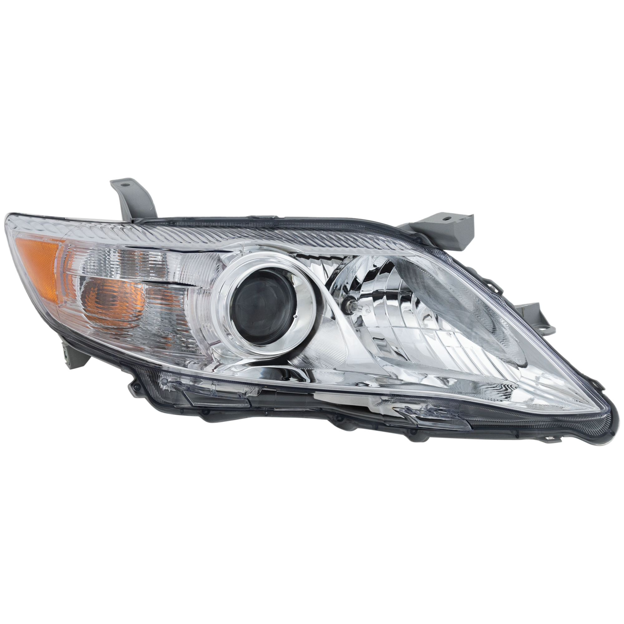 AM CAMRY 10-11 HEAD LAMP RH Assembly Halogen Chrome Interior Base LE XLE Models USA Built Vehicle SKU REPT100145 Partslink TO2503191 OEM 8111006500