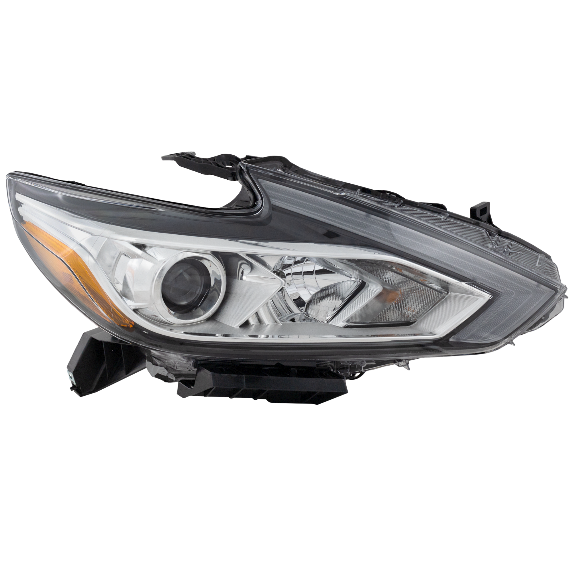 AM ALTIMA 16-18 HEAD LAMP RH Assembly Halogen Chrome Interior w o LED Daytime Running Light CAPA SKU REPT100335Q Partslink NI2503247C OEM 260109HS9A