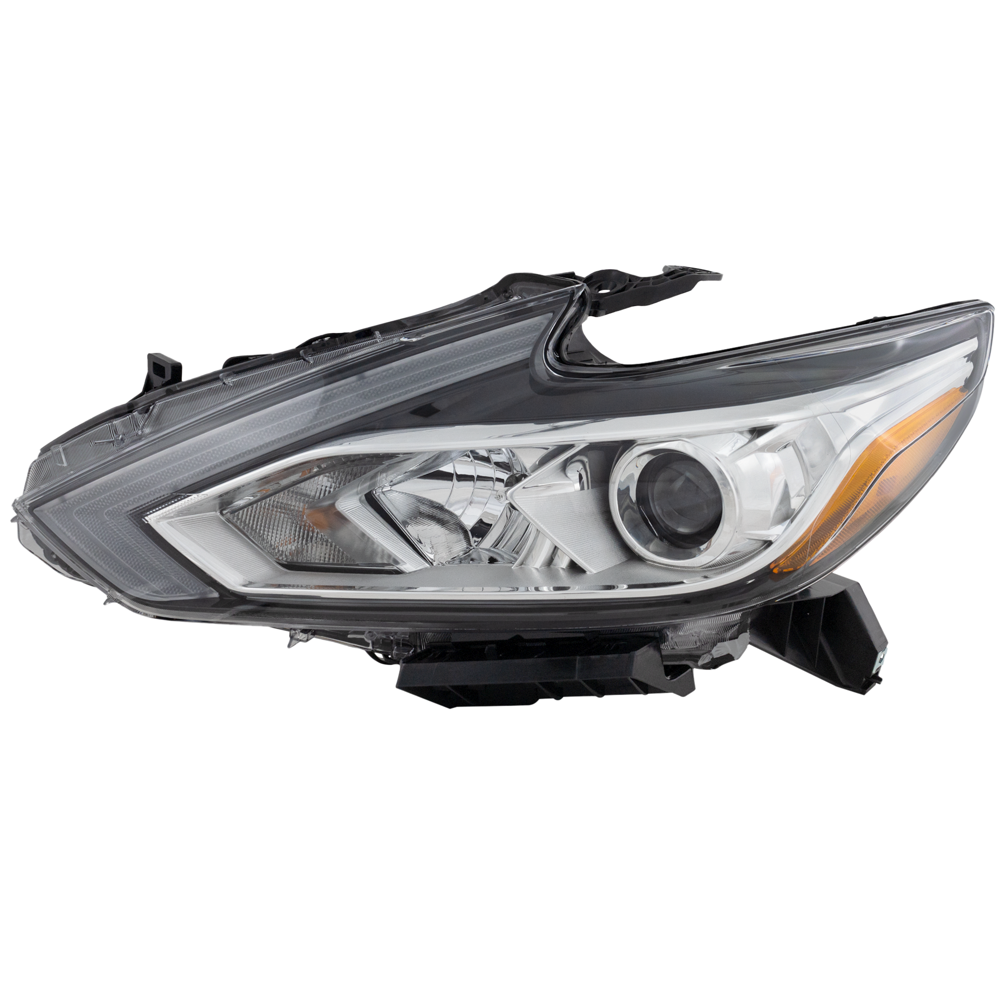 AM ALTIMA 16-18 HEAD LAMP LH Assembly Halogen Chrome Interior w o LED Daytime Running Light CAPA SKU REPT100336Q Partslink NI2502247C OEM 260609HS9A