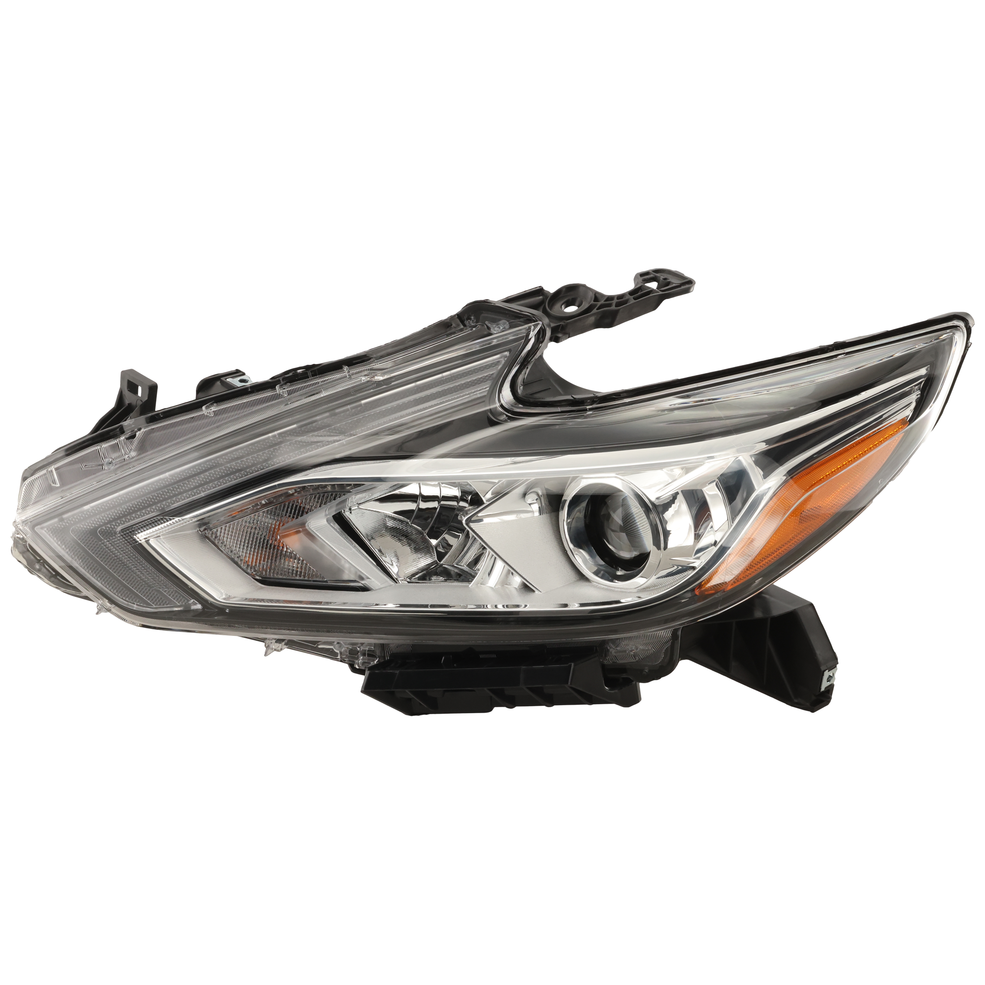 AM ALTIMA 16-18 HEAD LAMP LH Assembly Halogen Chrome Interior w o LED Daytime Running Light SKU REPT100336 Partslink NI2502247 OEM 260609HS9A