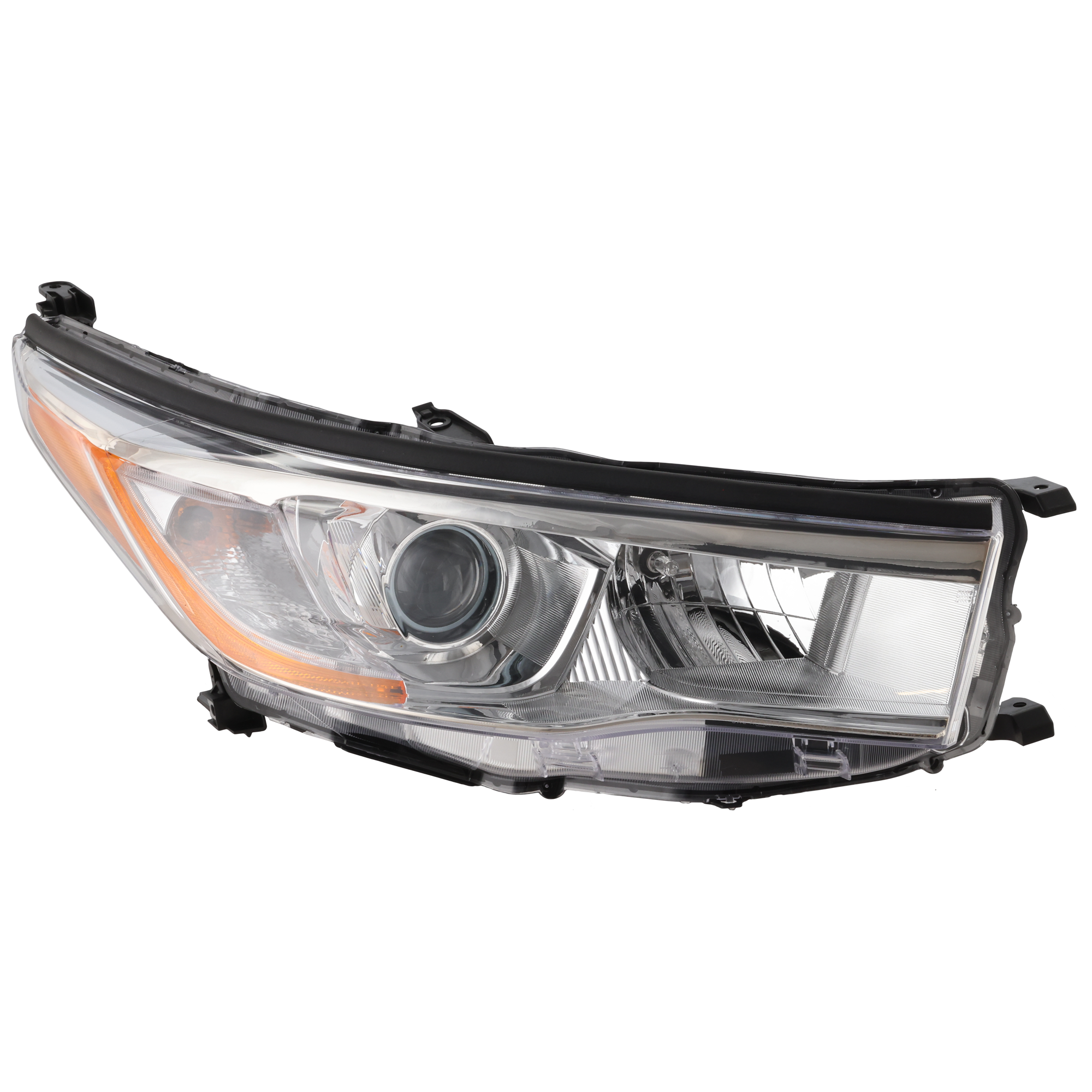 AM HIGHLANDER 14-16 HEAD LAMP RH Assembly Halogen w o Smoked Chrome Accent SKU REPT100397 Partslink TO2503221 OEM 811100E180