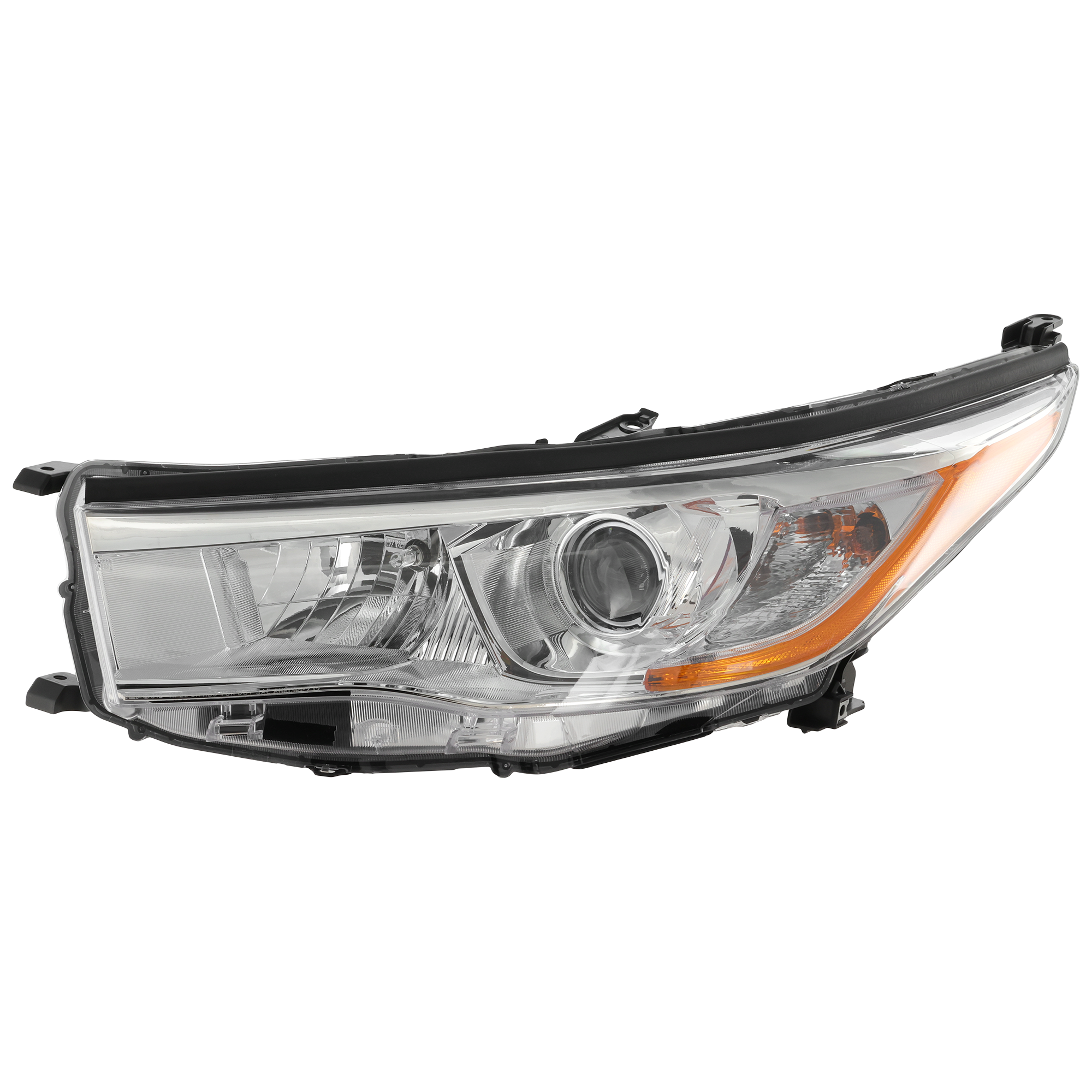 AM HIGHLANDER 14-16 HEAD LAMP LH Assembly Halogen w o Smoked Chrome Accent CAPA SKU REPT100398Q Partslink TO2502221C OEM 811500E180