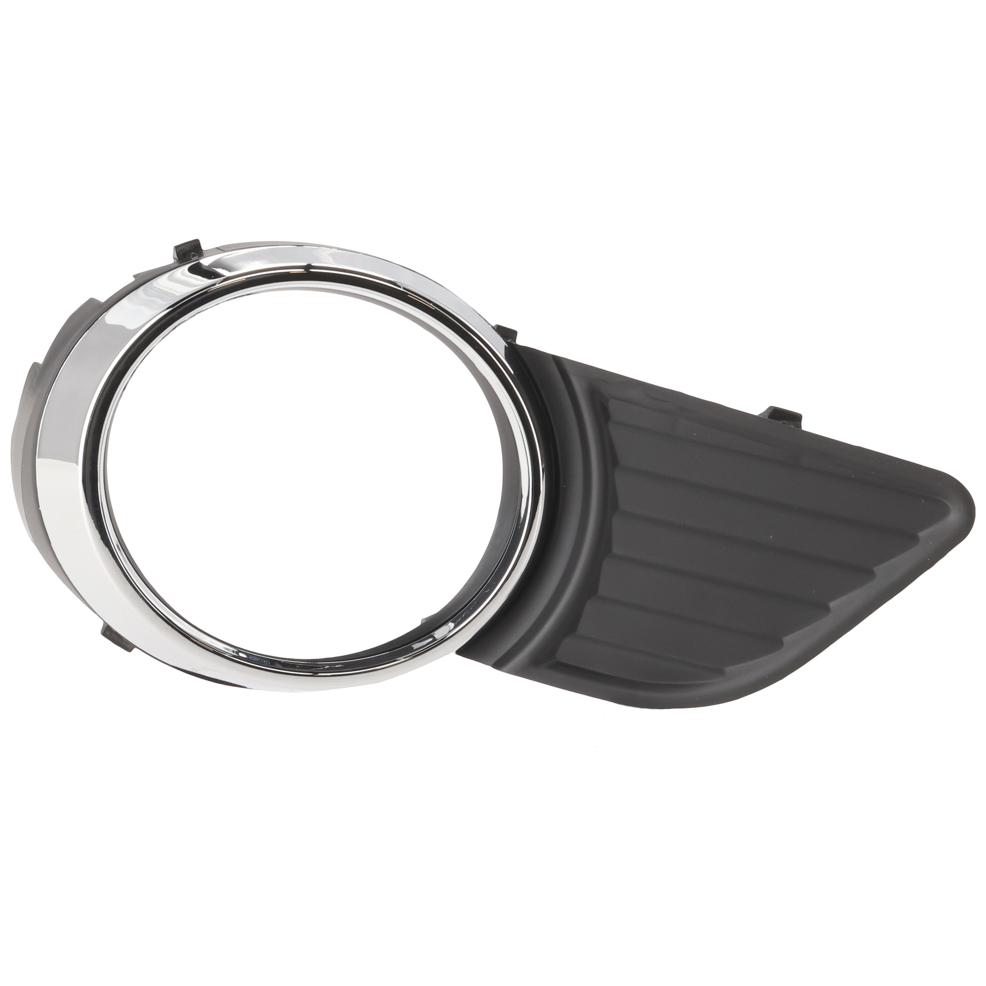 AM SIENNA 11-17 FRONT FOG LAMP MOLDING RH Black w Chrome Trim w Park Distance Control Sensor Holes SKU REPT108643 Partslink TO1039146 OEM 5203008010