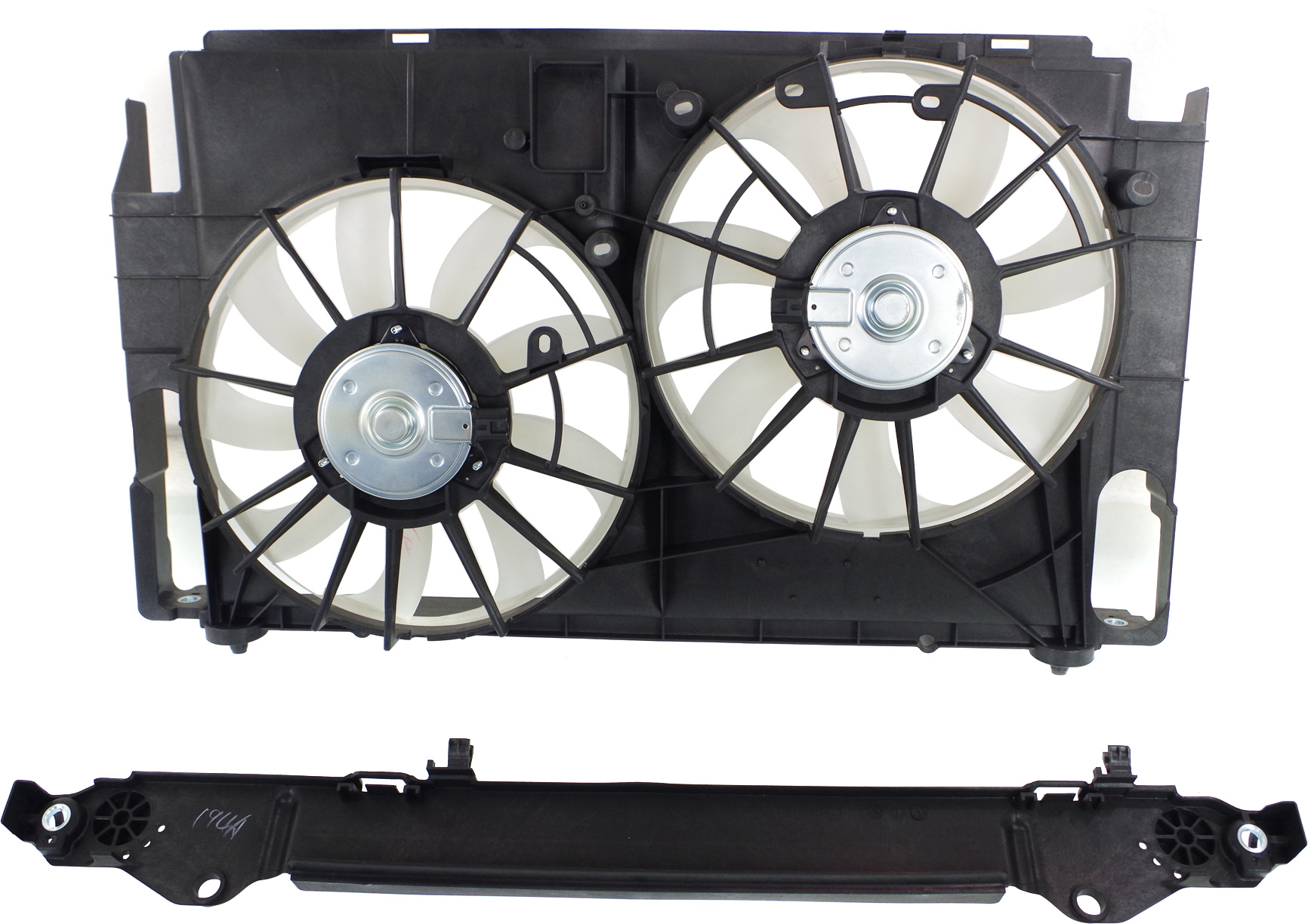 AM RAV4-13-18 RADIATOR FAN ASSEMBLY Dual Fan Exc. Hybrid Model North America Built Vehicle SKU REPT160939 Partslink TO3115177 OEM 167110V210 PFM 167120V020-1636