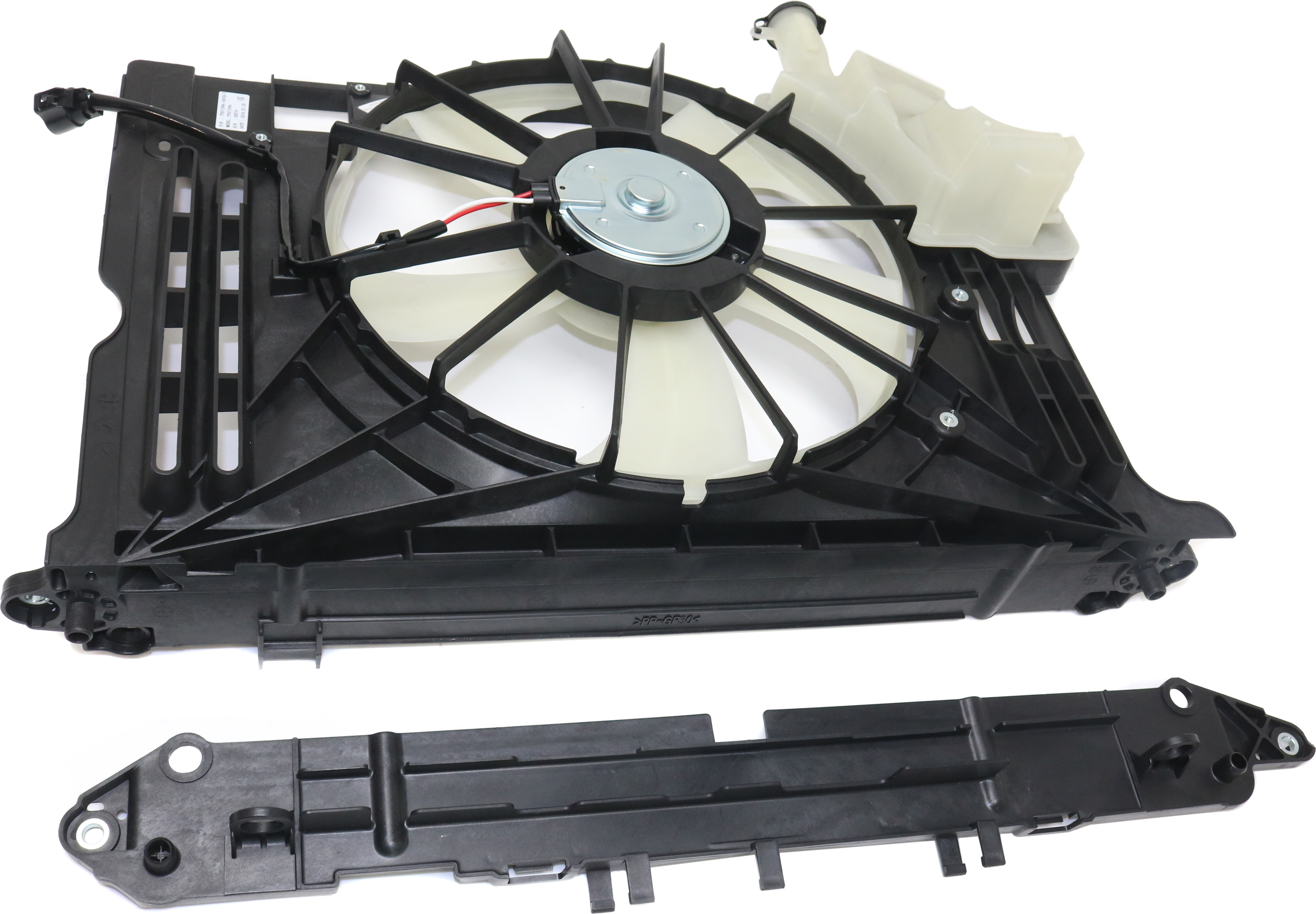 AM COROLLA 14-19 RADIATOR FAN ASSEMBLY Single fan with Coolant Tank and Upper Panel SKU REPT160940 Partslink TO3115181 OEM 167110T131 PFM 163630T020-1636
