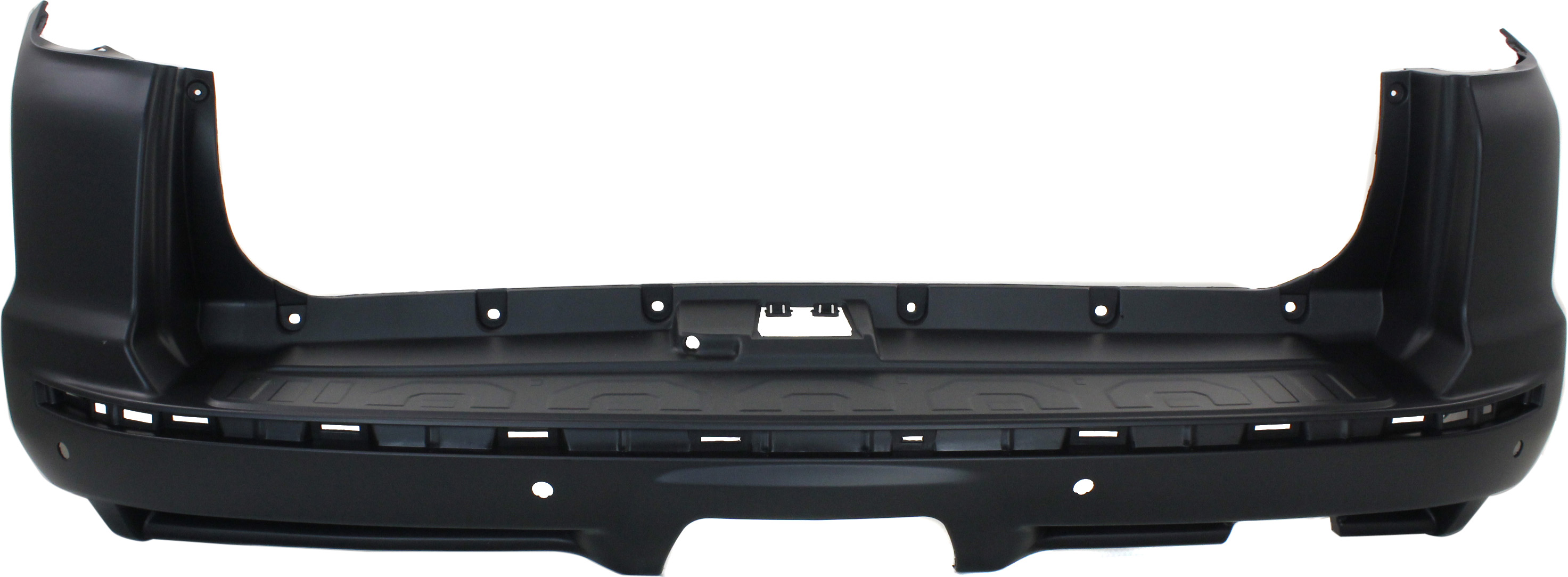 AM 4RUNNER 14-23 REAR BUMPER COVER Primed w Hole for Chrome Insert Trim CAPA SKU REPT760160PQ Partslink TO1100283C OEM 5215935919