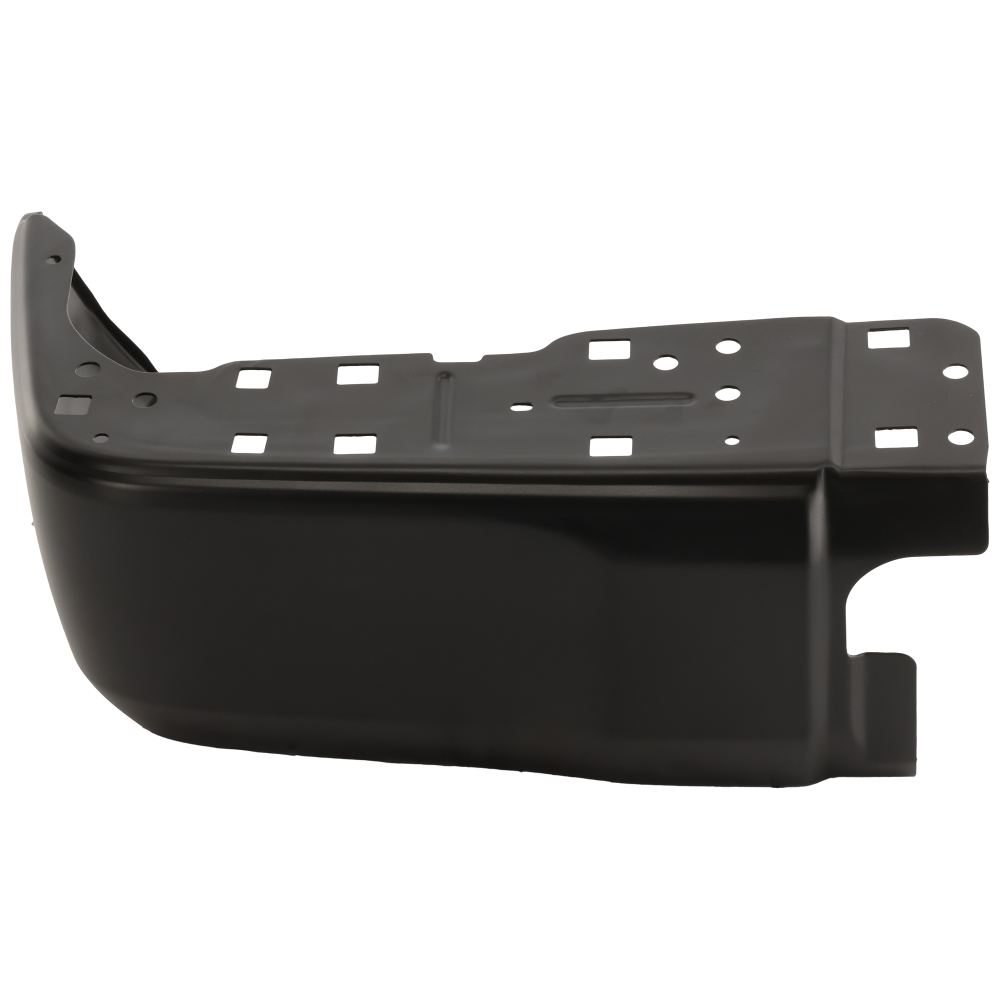 AM TUNDRA 14-21 REAR BUMPER END LH Extension Textured Steel Bumper w o Parking Aid Snsr Holes SKU REPT761128 Partslink TO1103137 OEM 521520C030 PFM