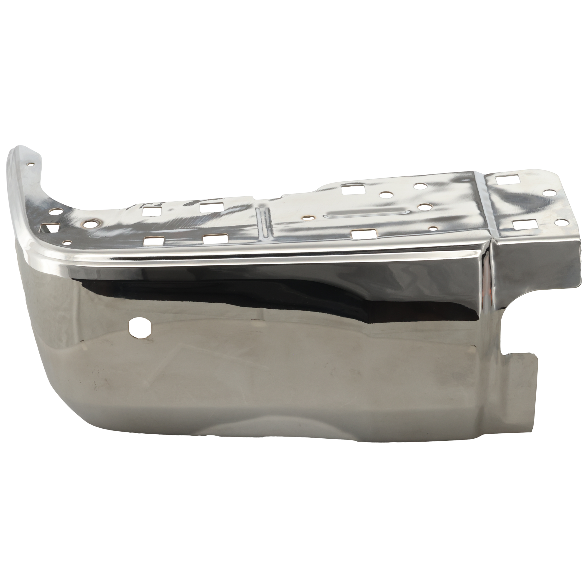 AM TUNDRA 14-21 REAR BUMPER END RH Extension Chrome Steel Type w Park Assist Sensor Holes CAPA SKU REPT761129Q Partslink TO1105124C OEM 521510C110