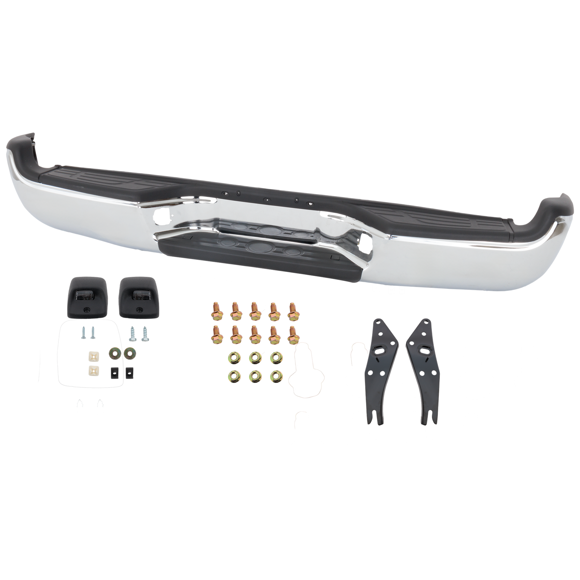 AM TACOMA 05-15 STEP BUMPER FACE BAR AND PAD w Pad Provision w Mounting Bracket Chrome w o Sensor Holes w SR5 Pkg SKU REPT823708 Partslink TO1103113 OEM 5215104061 PFM