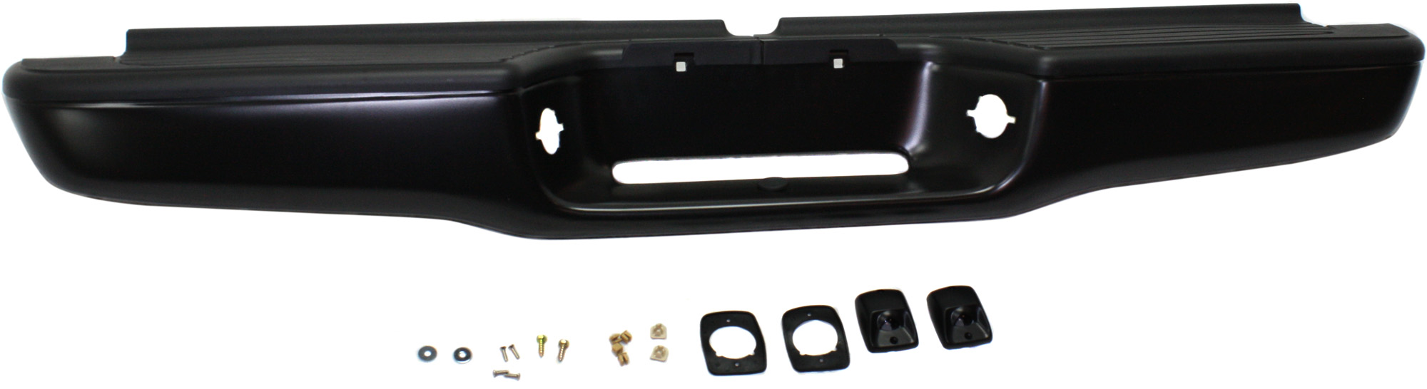 AM TACOMA 95-04 STEP BUMPER FACE BAR AND PAD w Pad Provision w o Mounting Bracket Painted Black w Pad Fleetside w o Mounting Brackets SKU REPT823907 Partslink TO1102214 OEM 002283598201 PFM